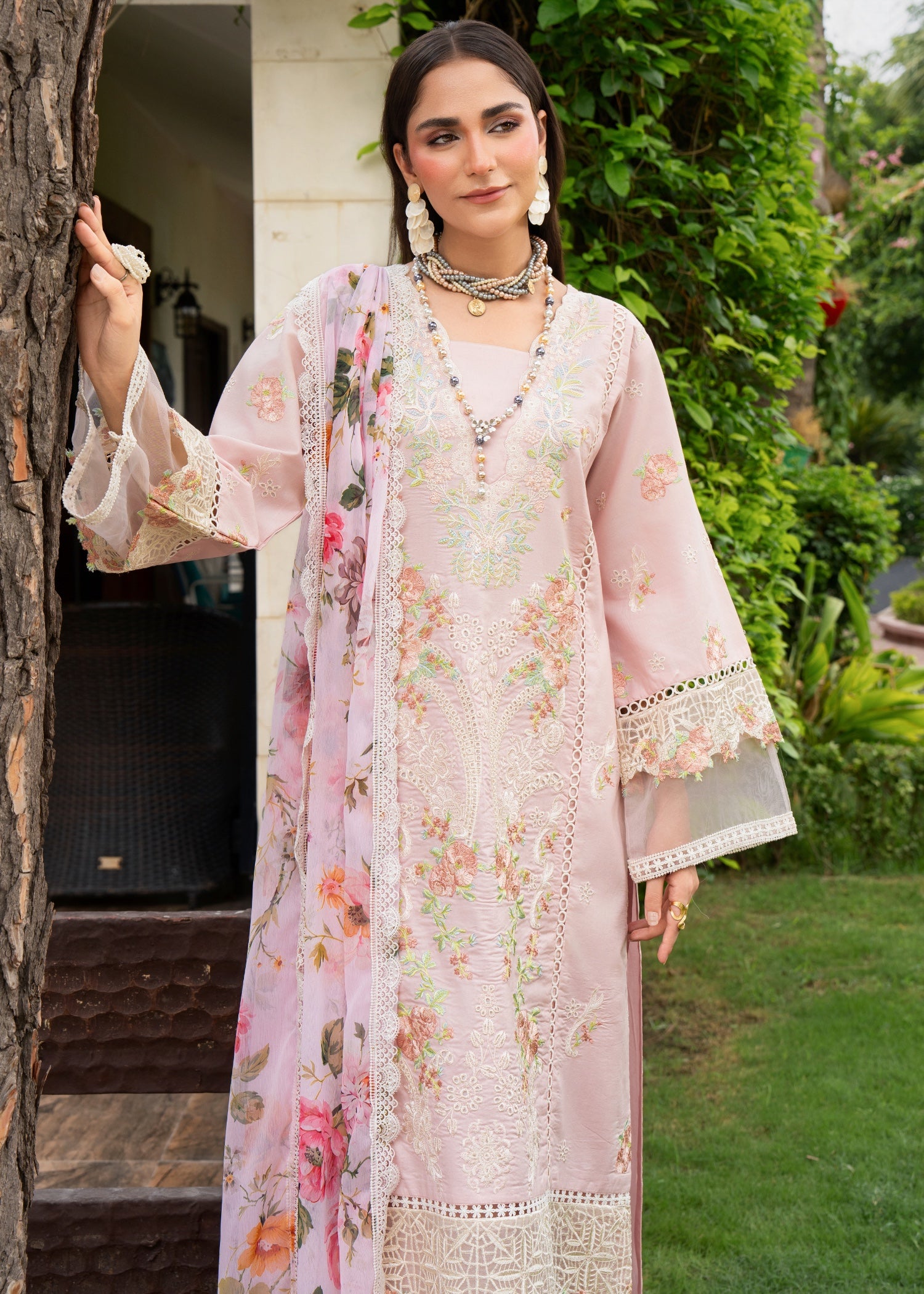 lawn Kurta Set in Orchid pink