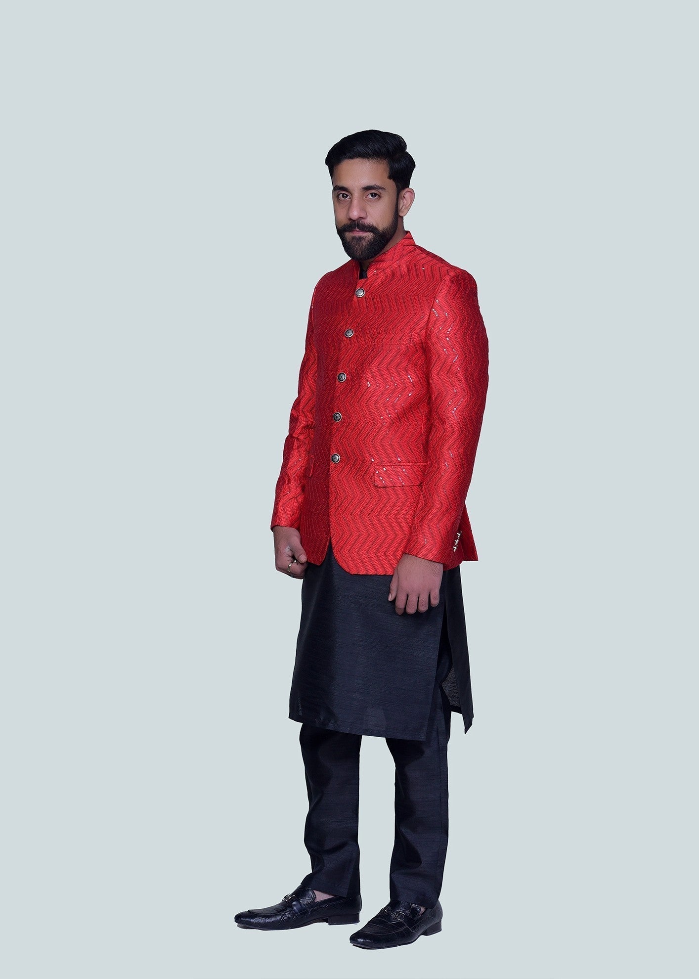 silk Prince Coat in Red