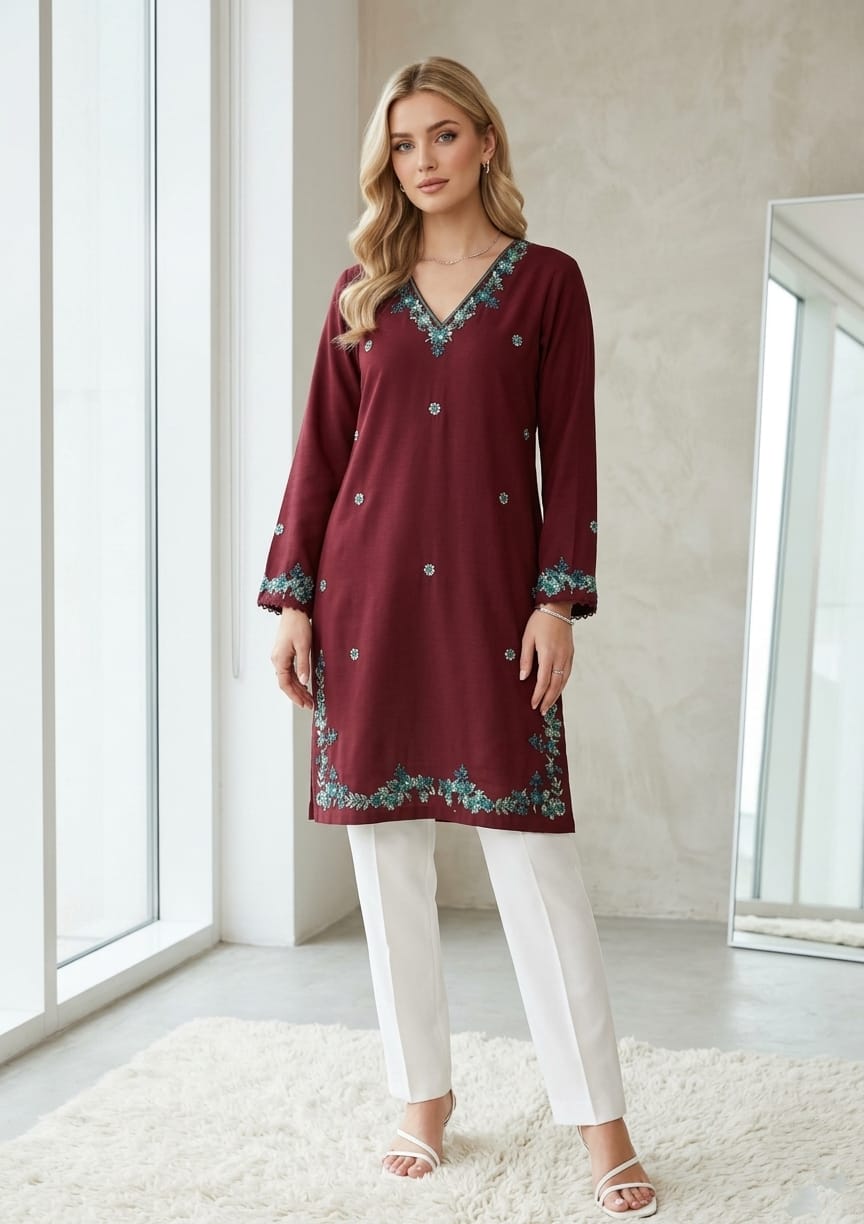 cotton Kurti in Maroon