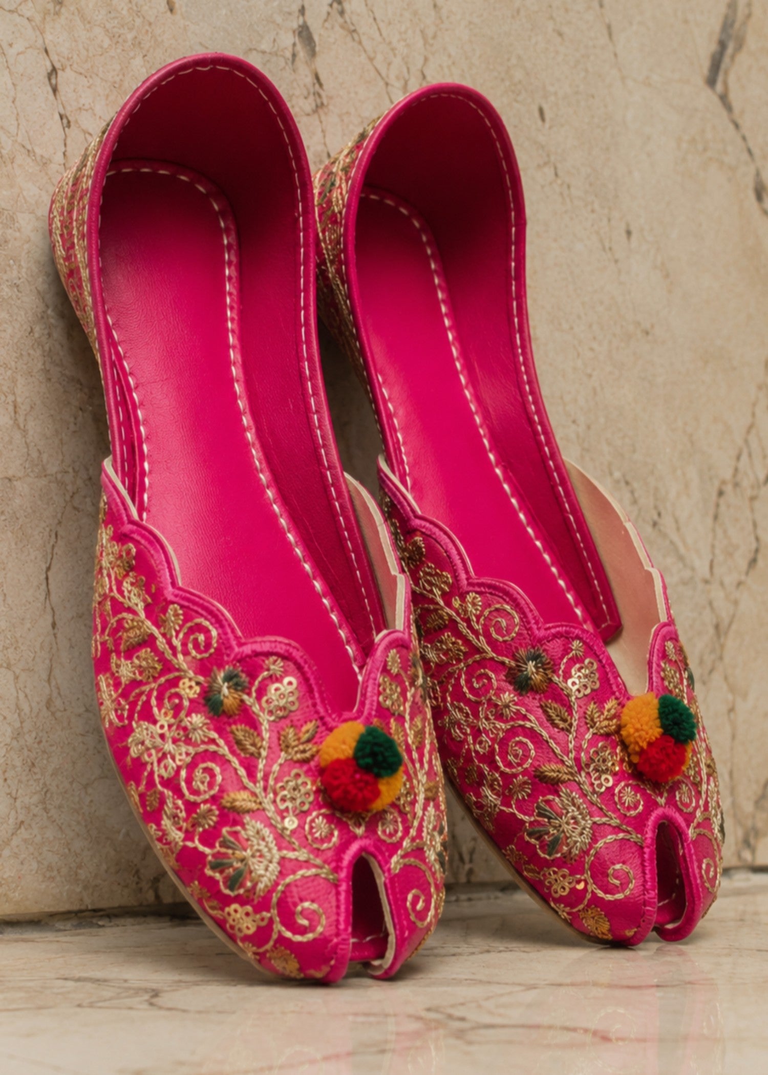 Khussa in Fuchsia pink by - High Quality Women Khussa TPV5742