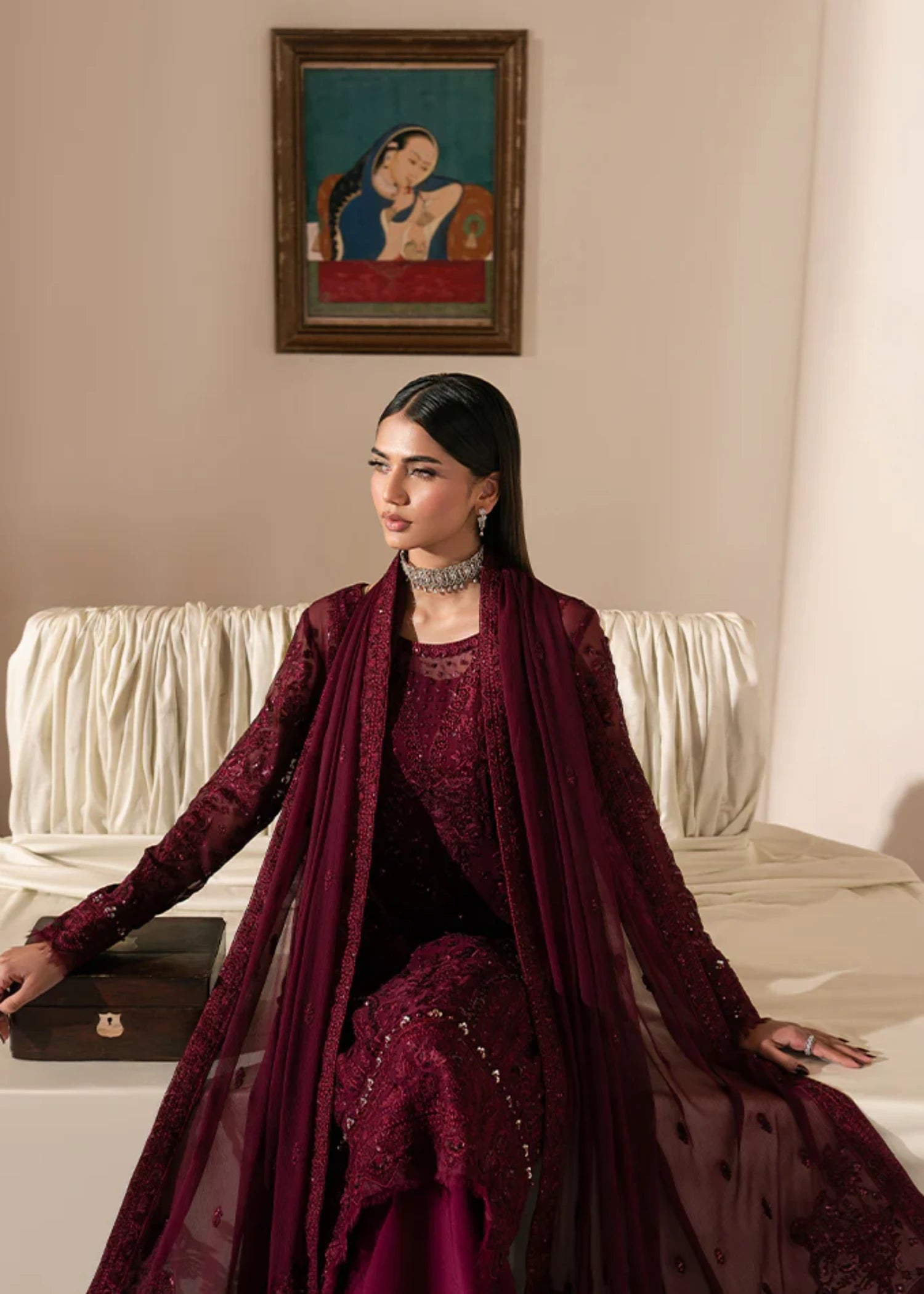 chiffon Kurta Set in Red