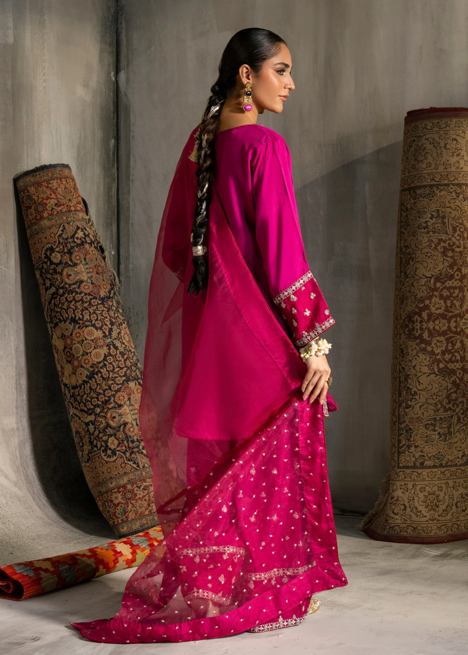 viscose Kurta Set in Fuchsia