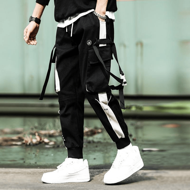 Boys' Drawstring Hip Hop Loose Stitching Contrast Color Casual Pants Overalls: Comfortable and Trendy