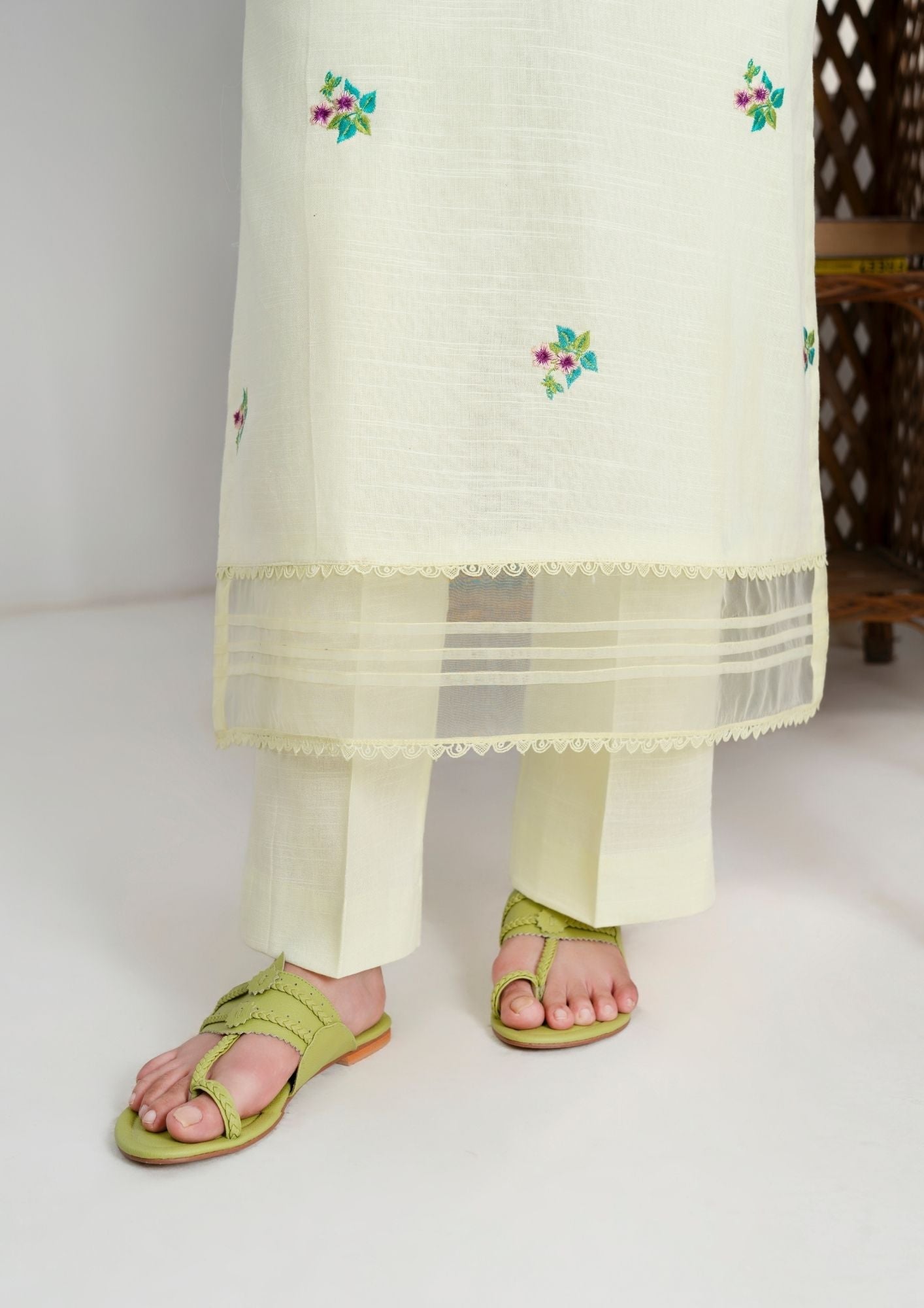 khaddar Kurta Set in Ghost white