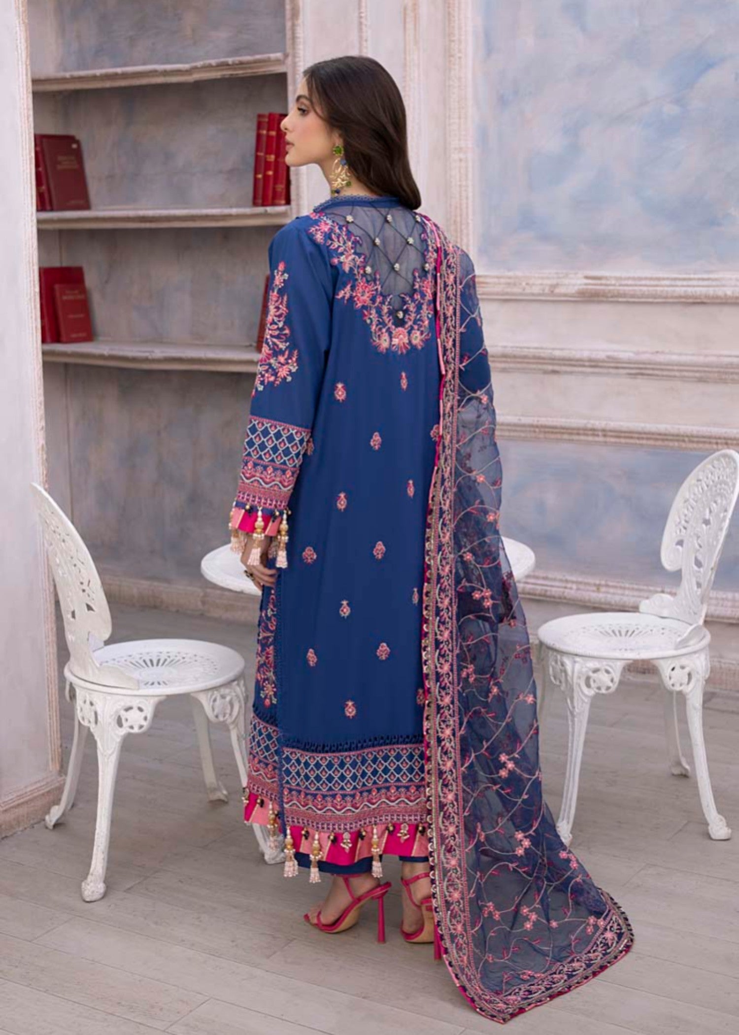 lawn Unstitched in Dark blue