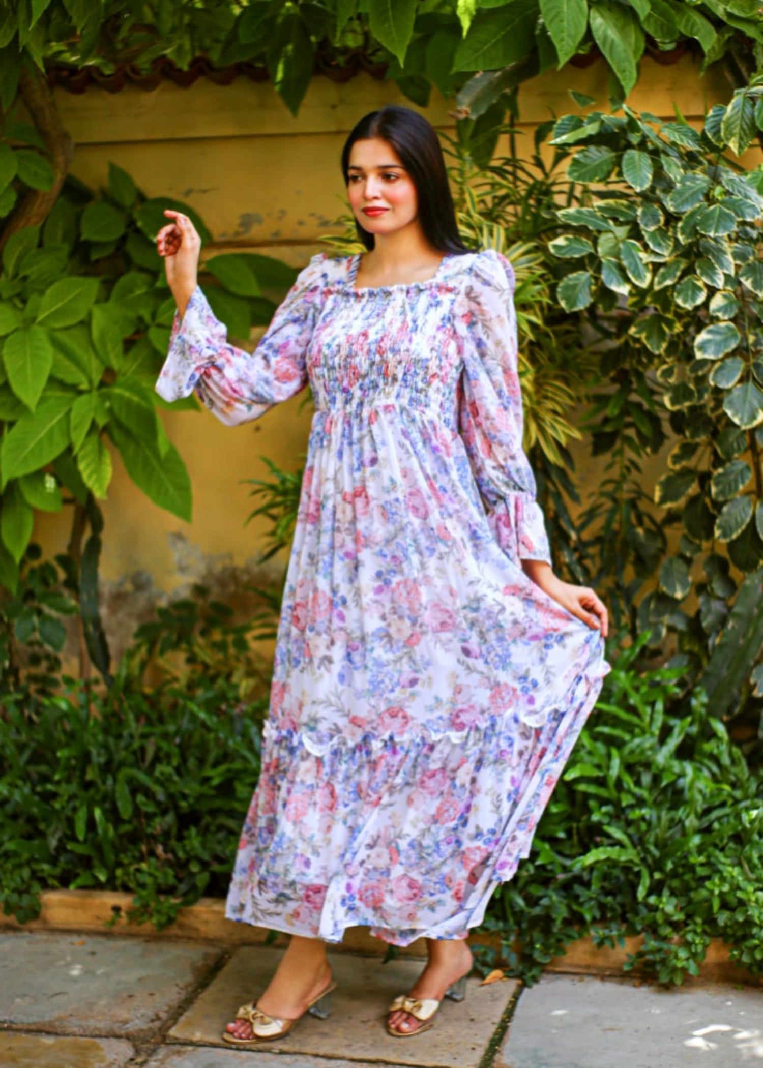 chiffon Maxi in Red, white, blue