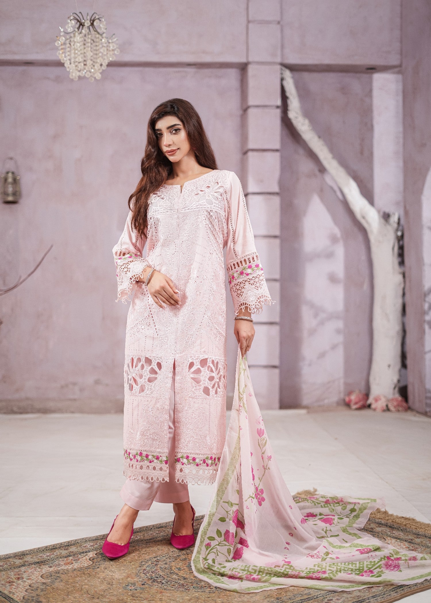 cotton Kurta Set in Baby pink