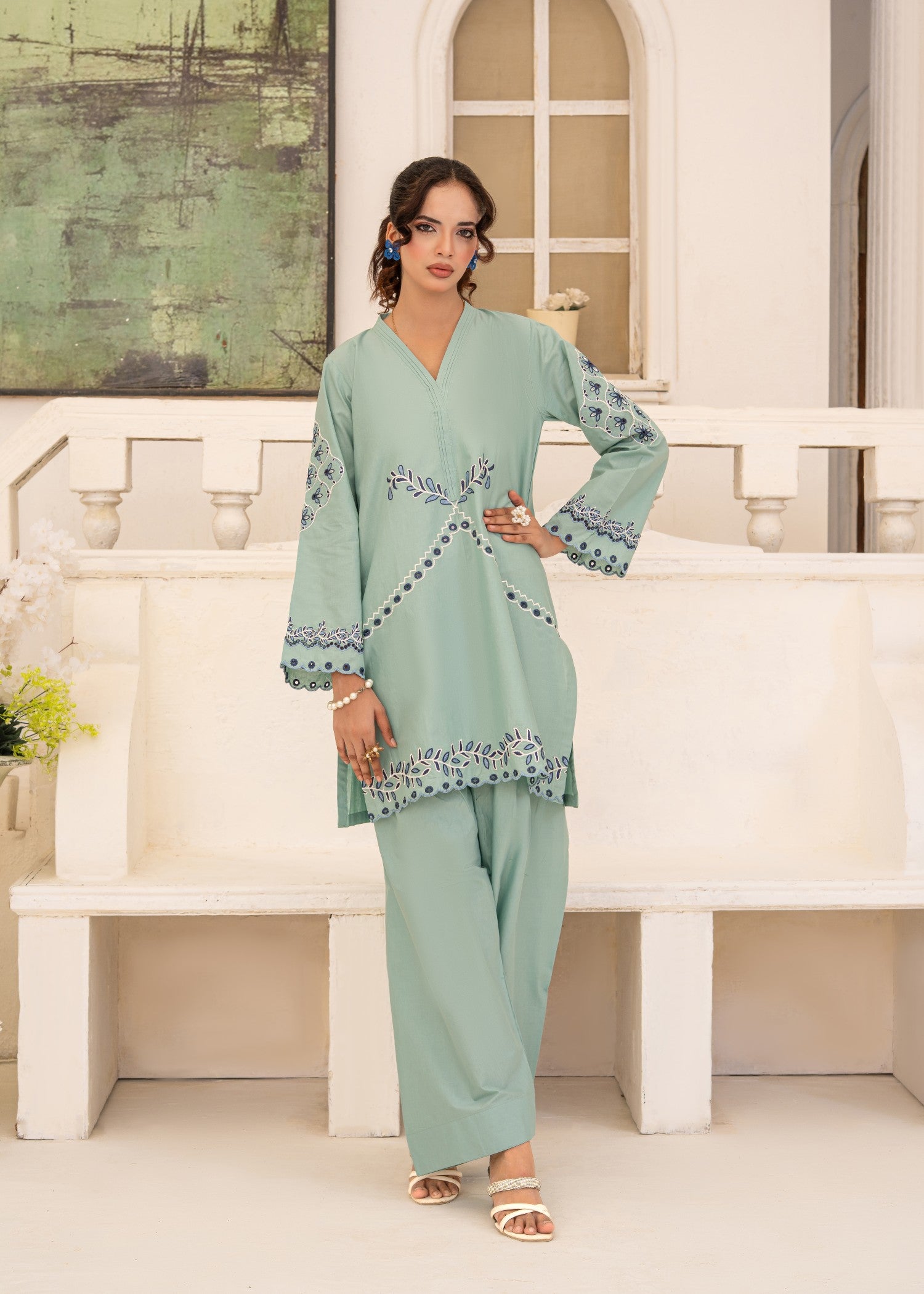 cotton Co Ord Sets in Moss green