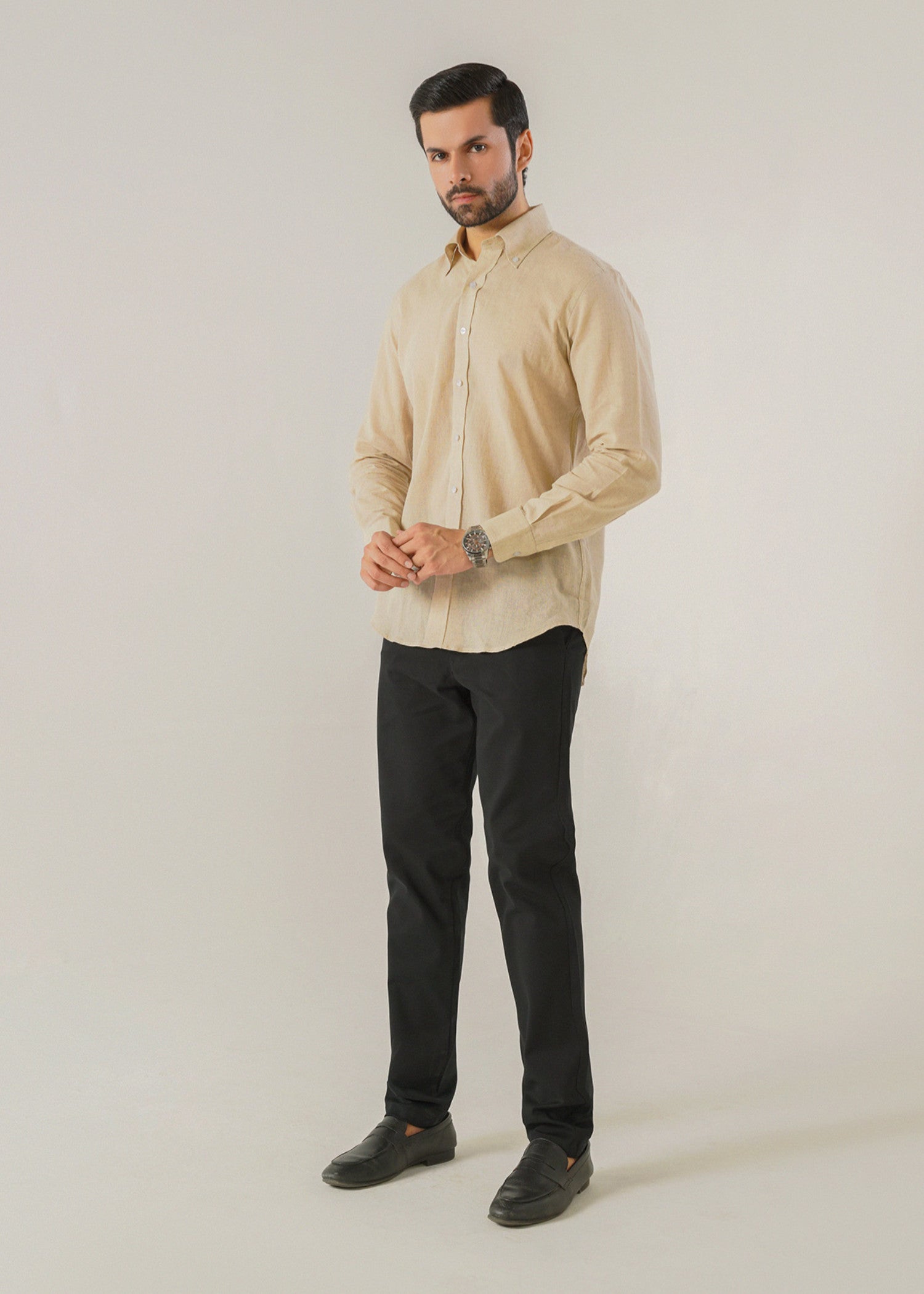 linen Casual Shirt in Vanilla by Lapel by Gem Garments
