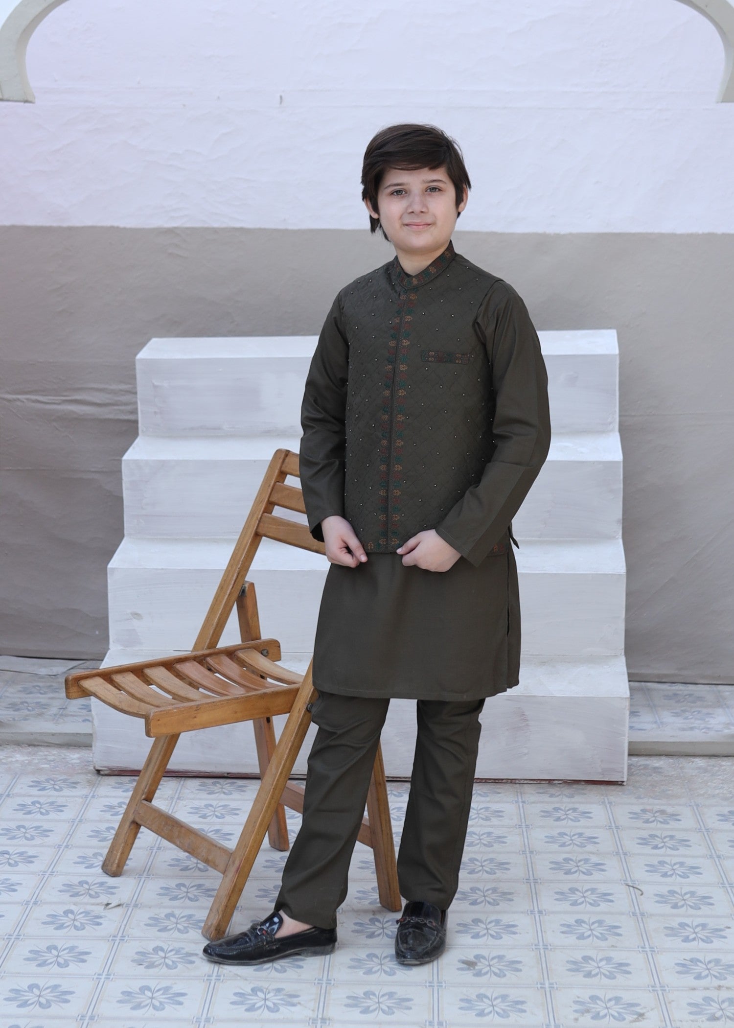 suiting Waistcoat in Olive green