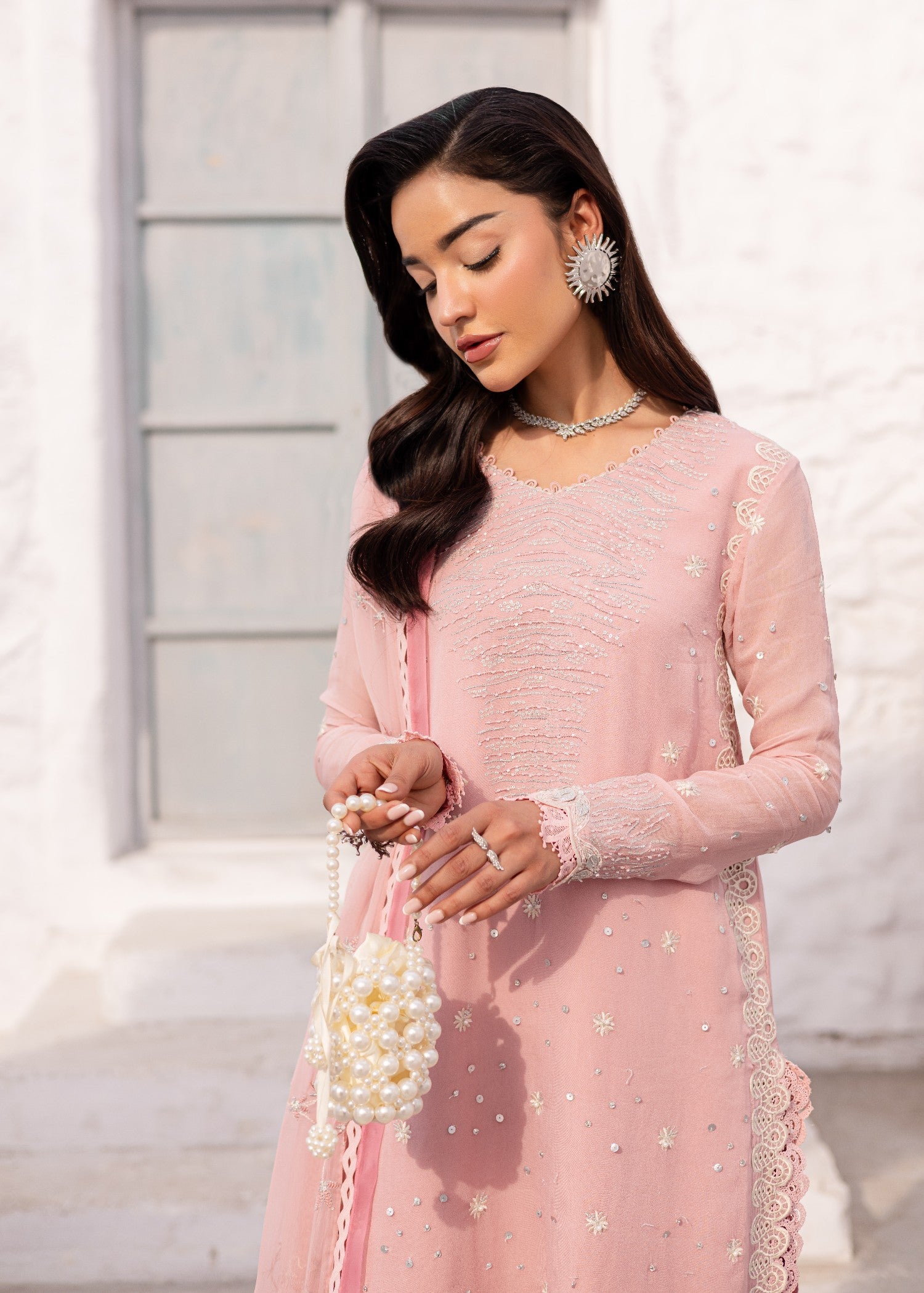 tussar silk Unstitched in Pink