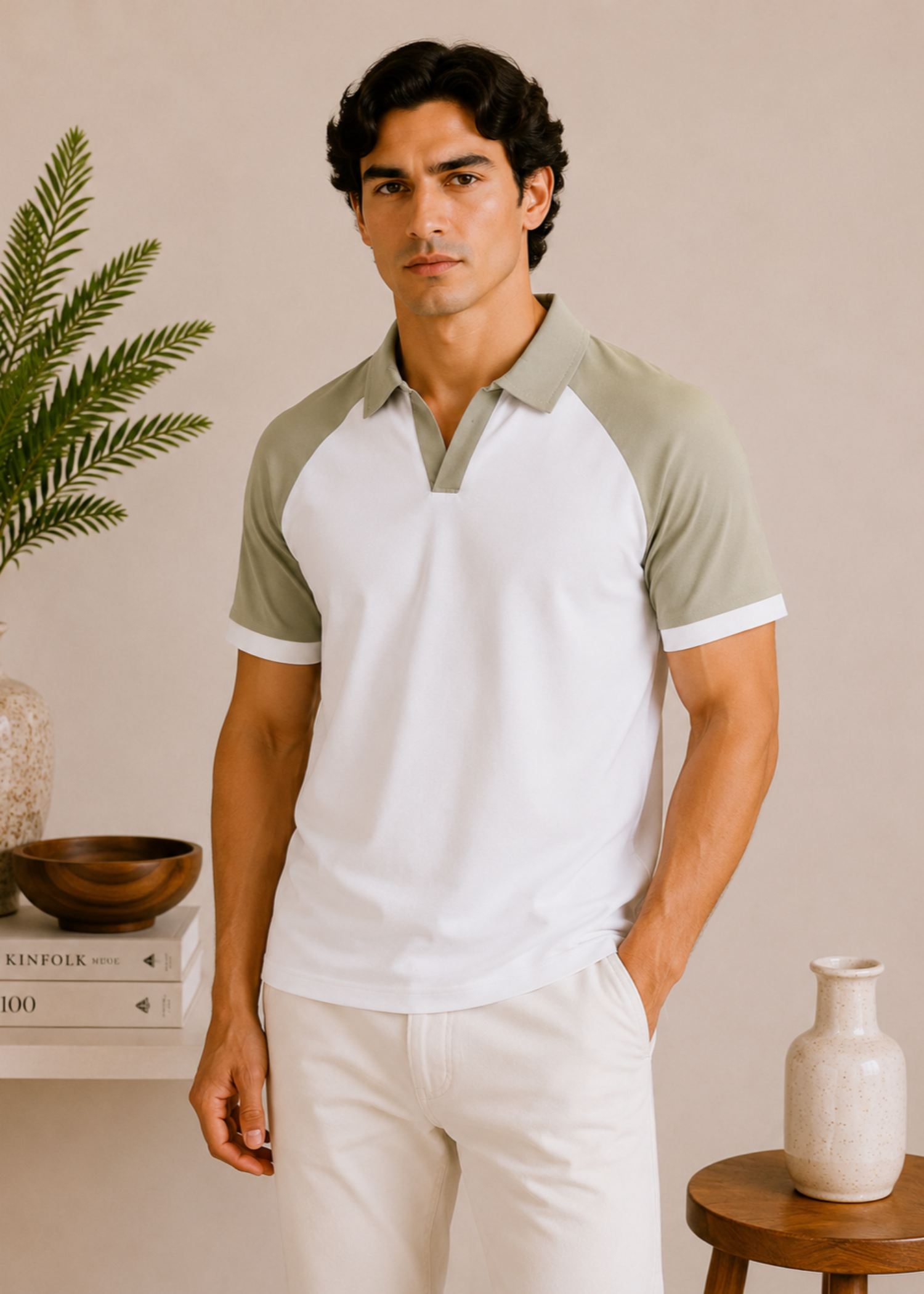 cotton pique Polo Shirt in Mint green, white