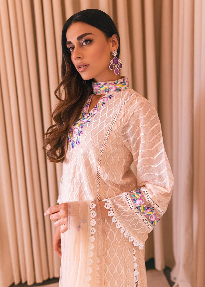 khaddi net Kurta Set in Cream