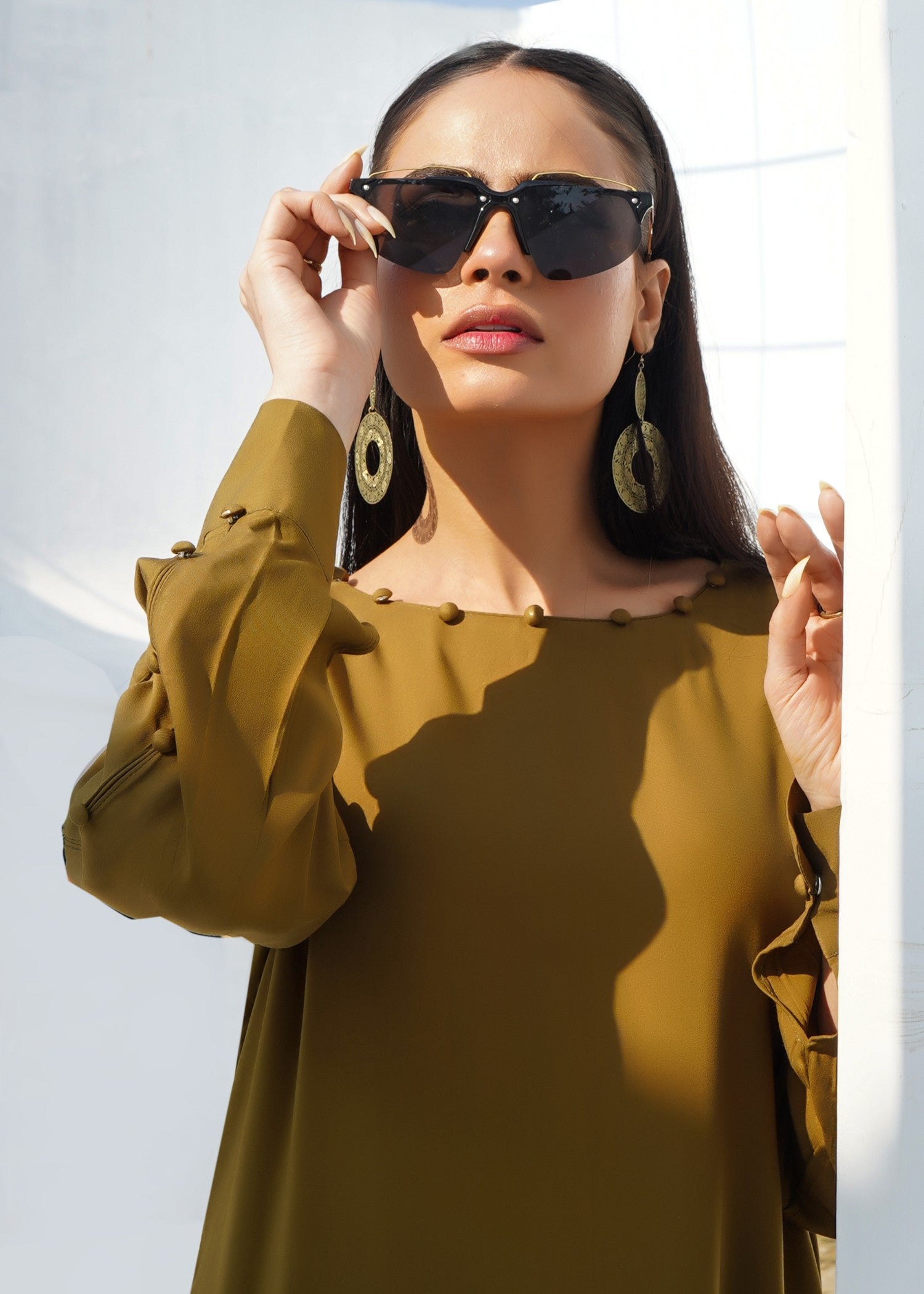 silk georgette Co Ord Sets in Olive green