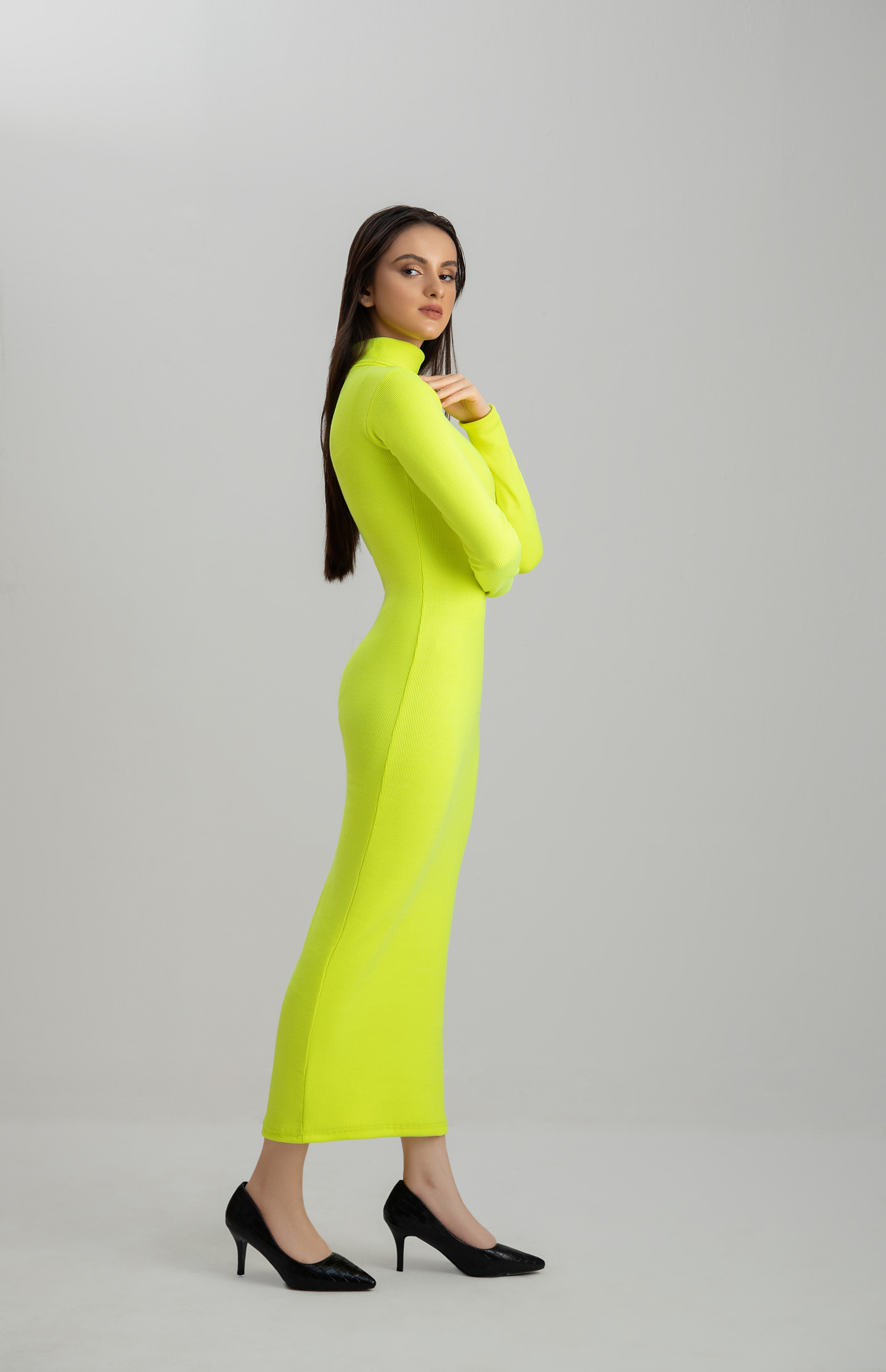 jersey knit Dress in Neon green