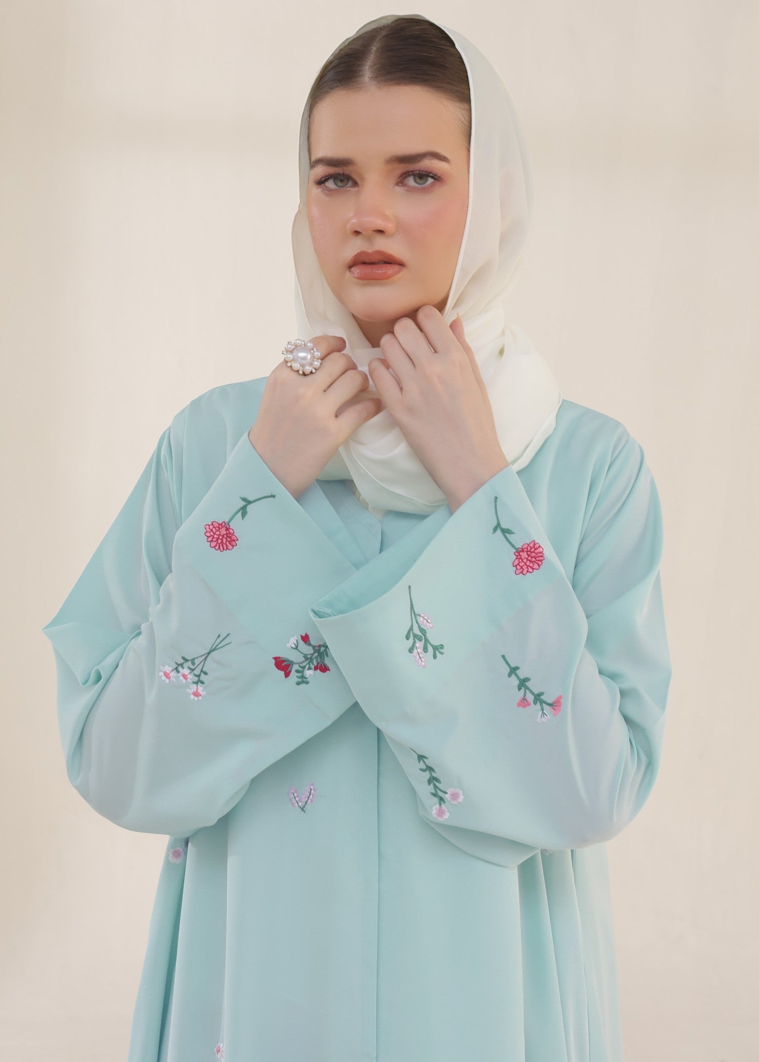 nidha Abaya in Frost blue