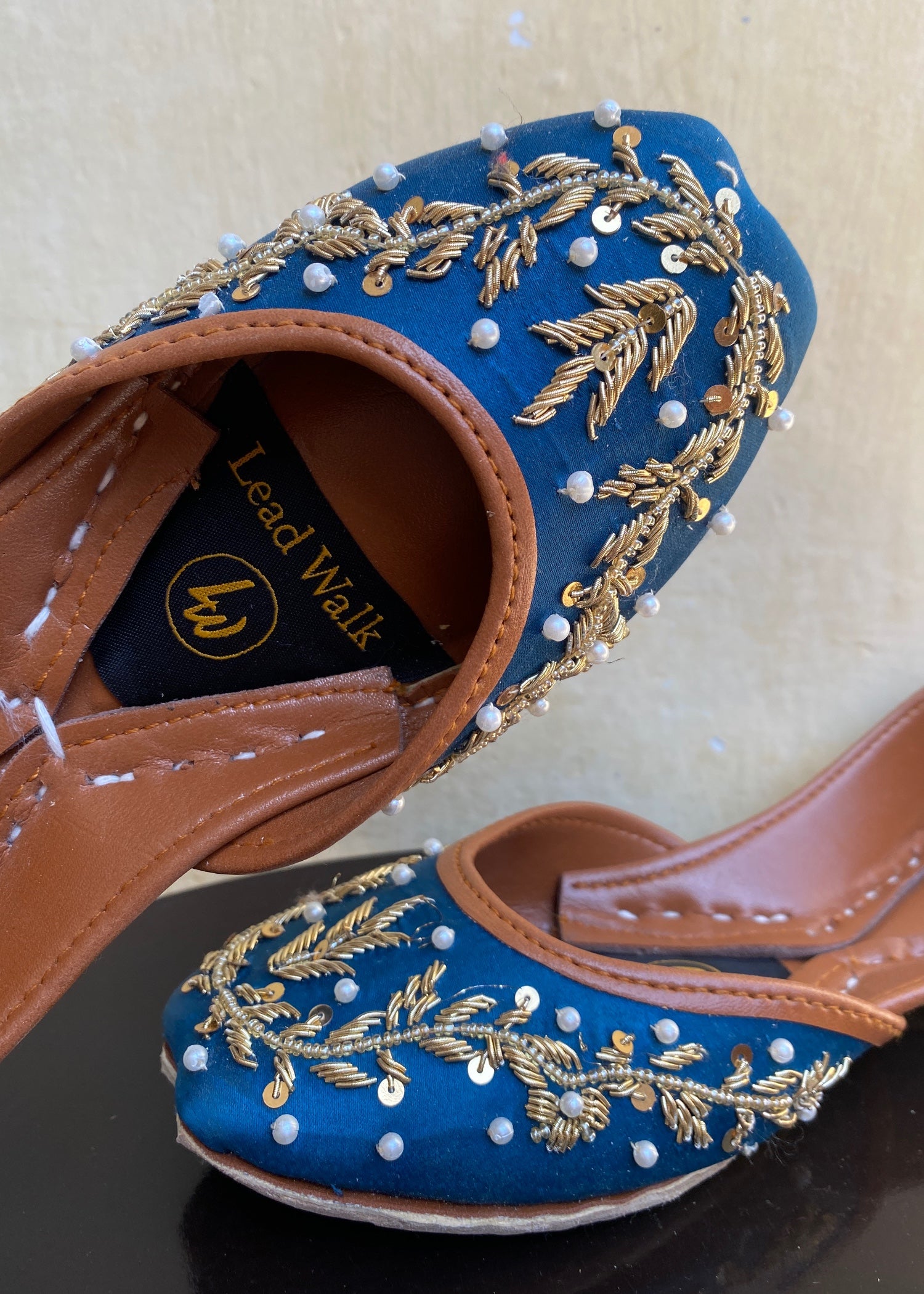 Khussa in Ocean blue by - High Quality Women Khussa PHU2231