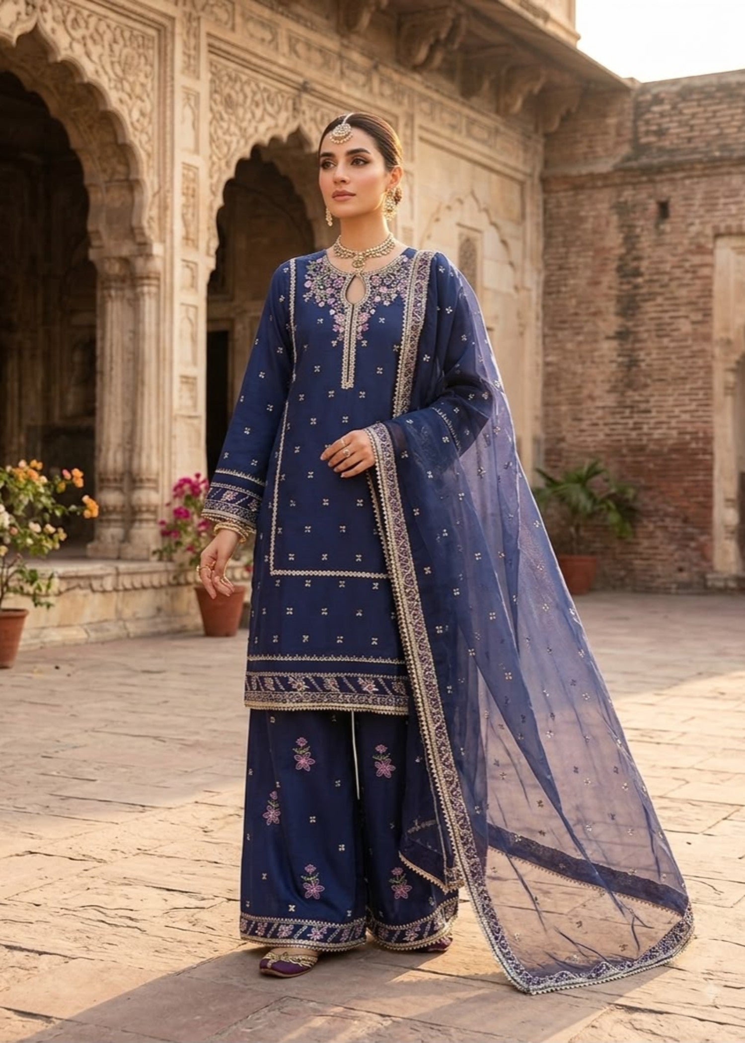 silk Kurta Set in Midnight