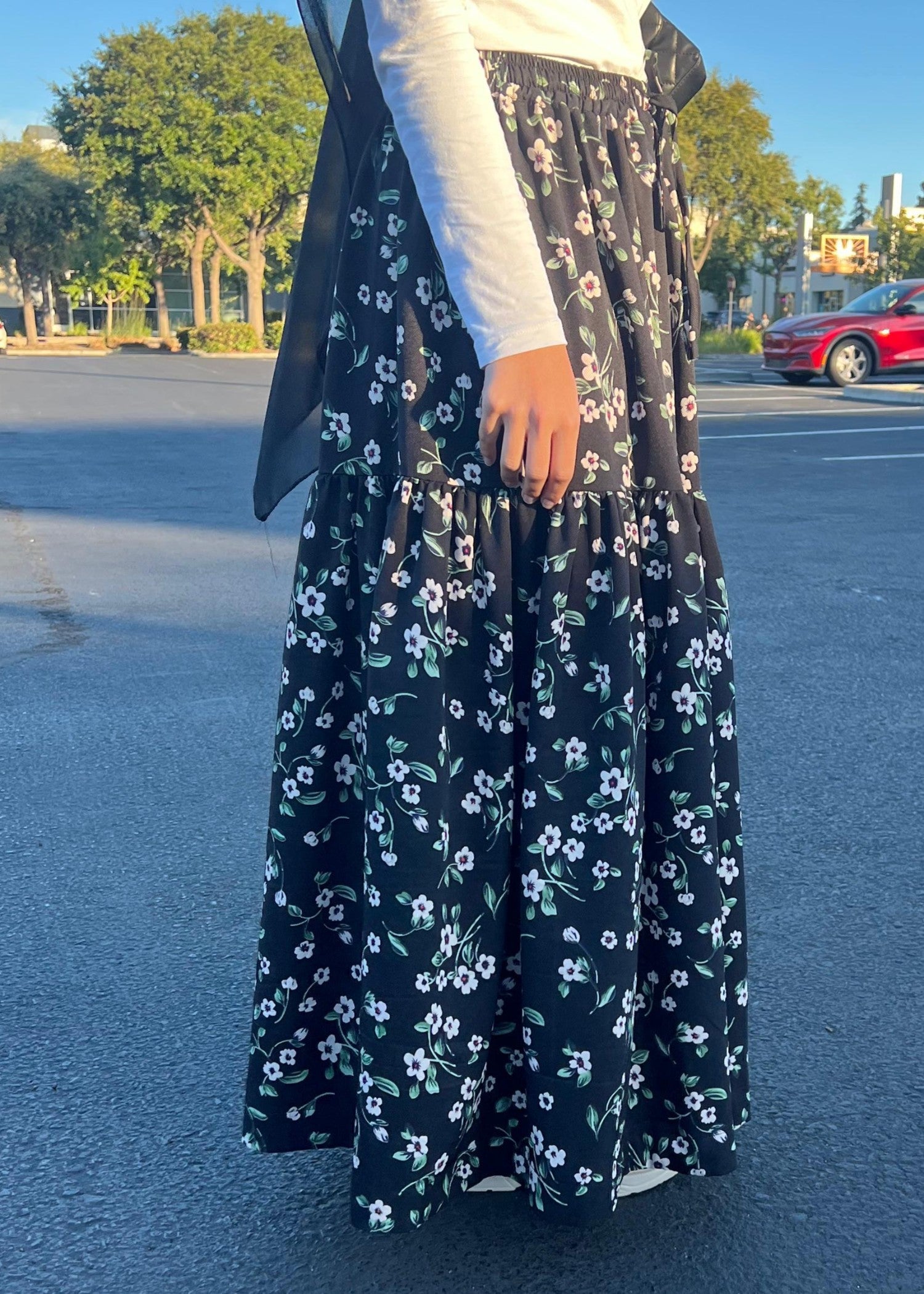 twill viscose Skirt in Black