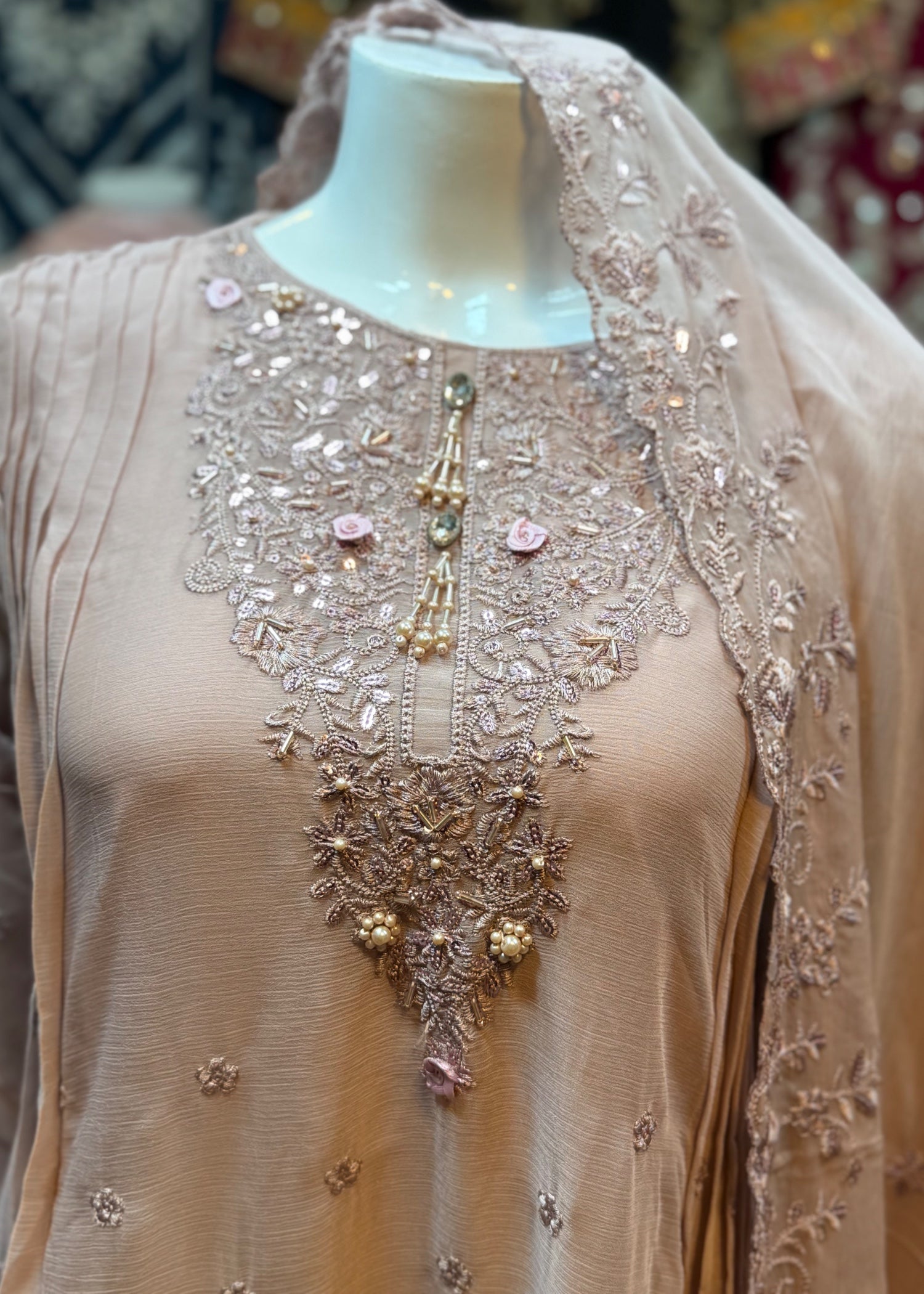 chiffon Short Frock in Pastel pink