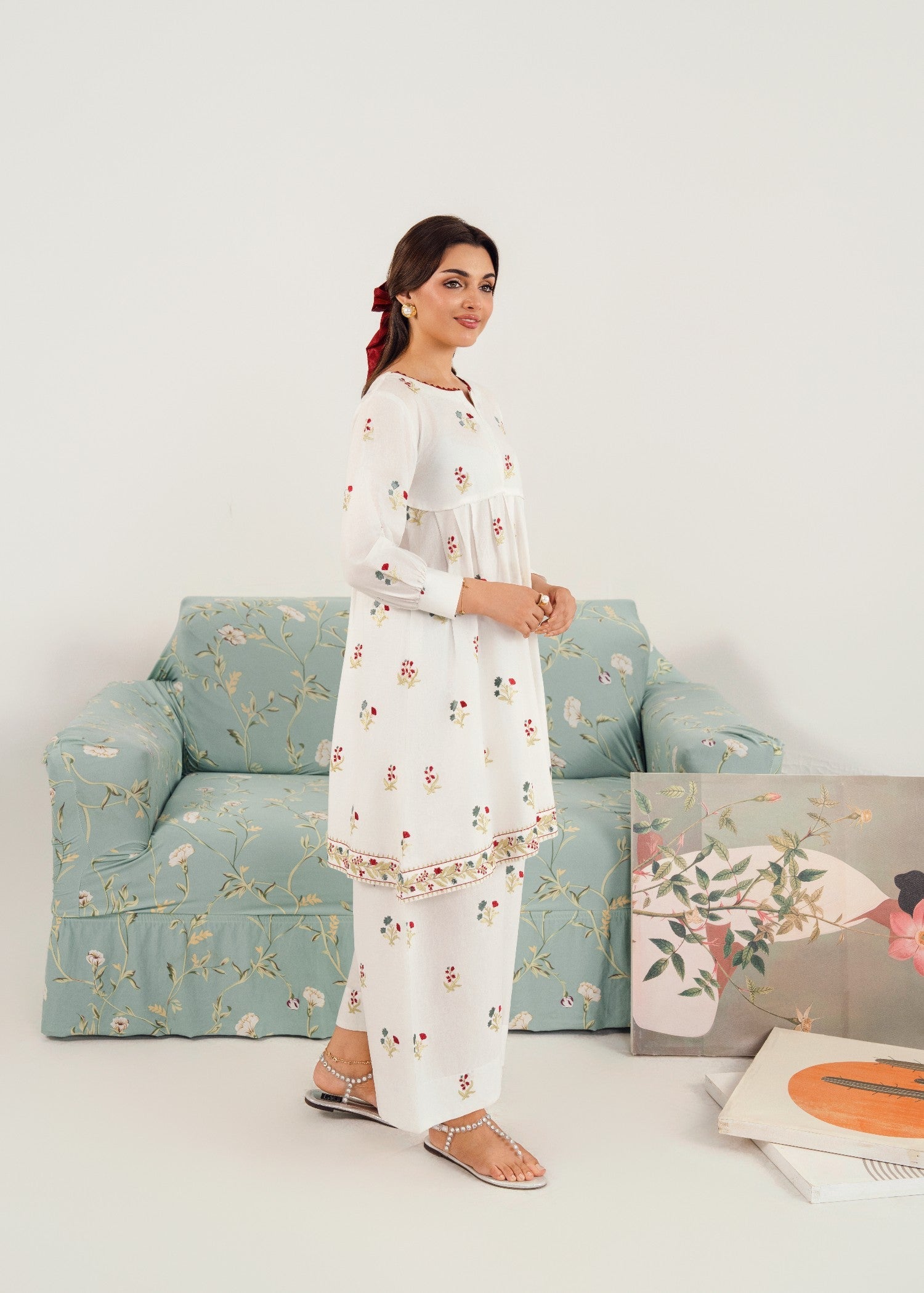 cotton Short Frock in White