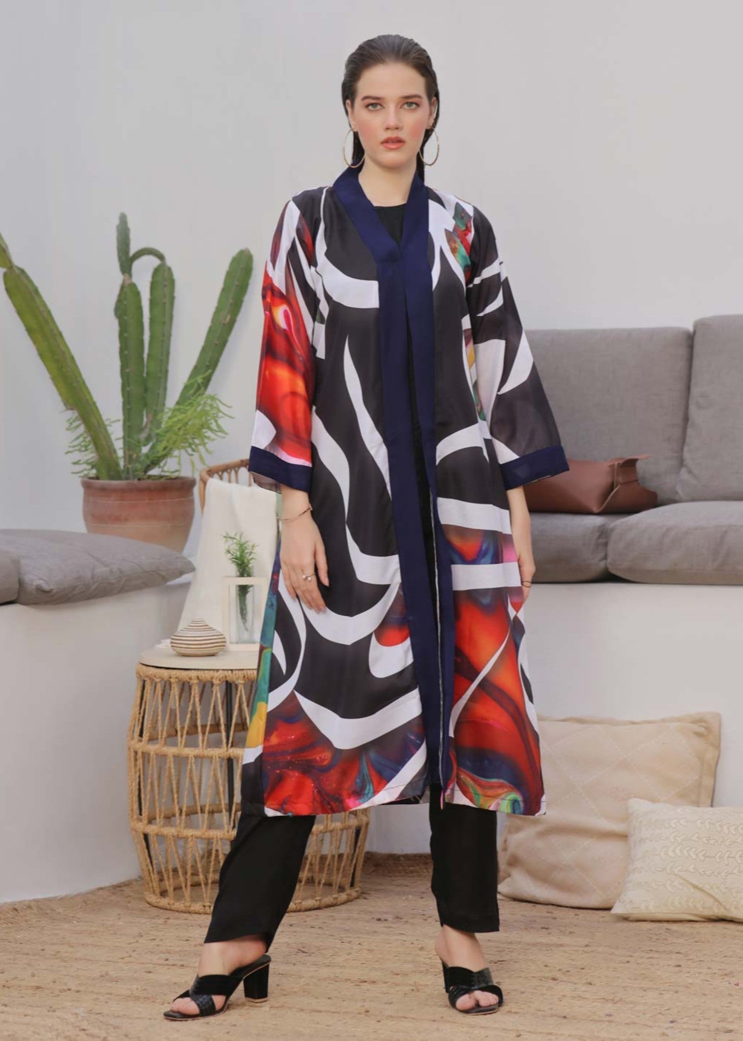 swiss lawn Gown in Multi