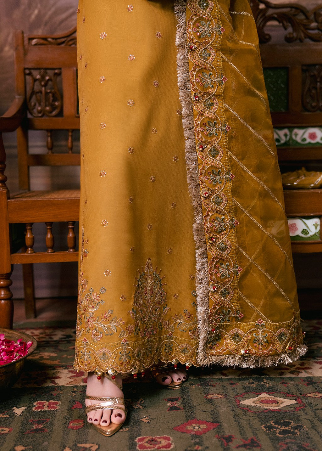 raw silk Unstitched in Mustard