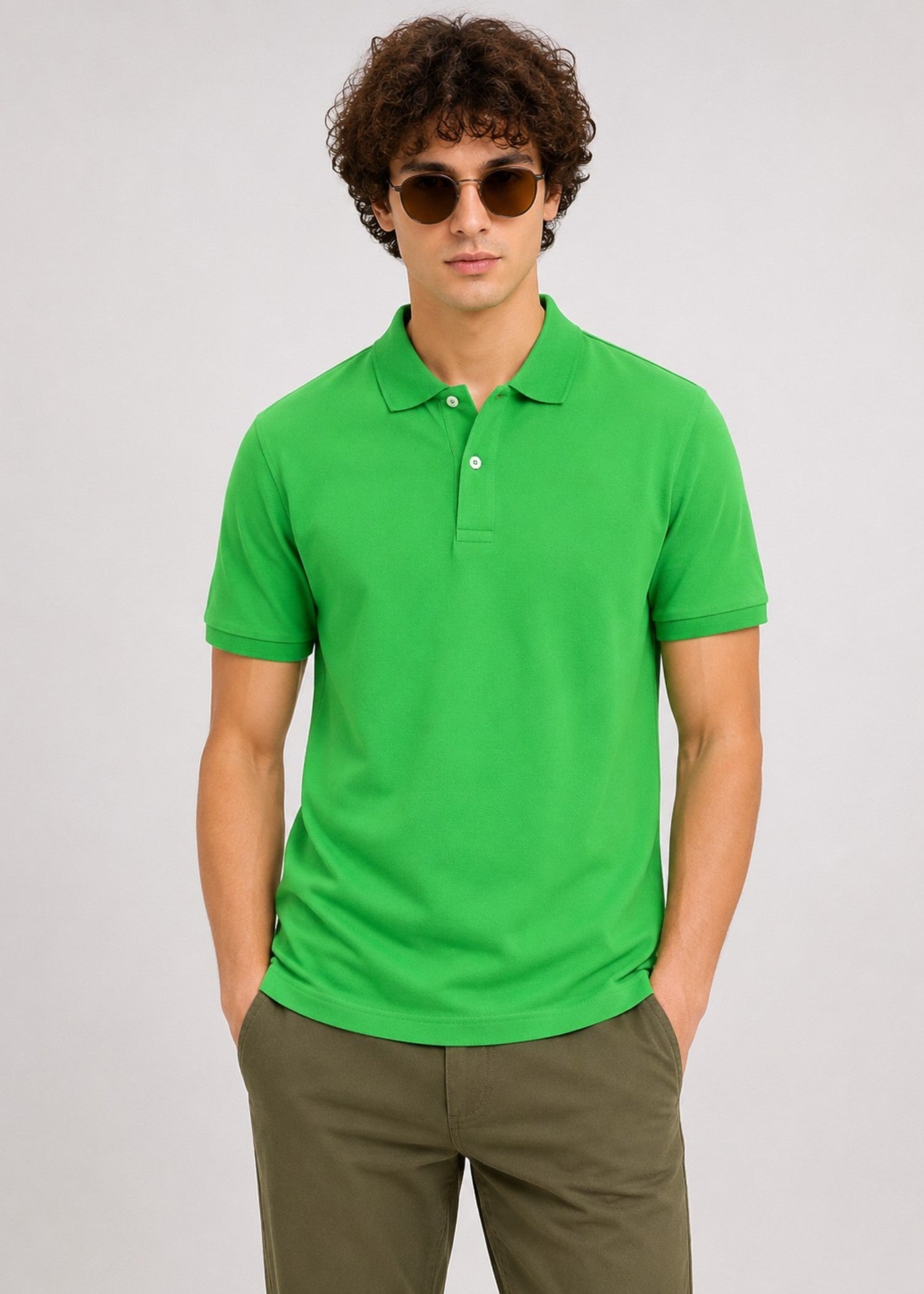 cotton jersey Polo Shirt in Lime green