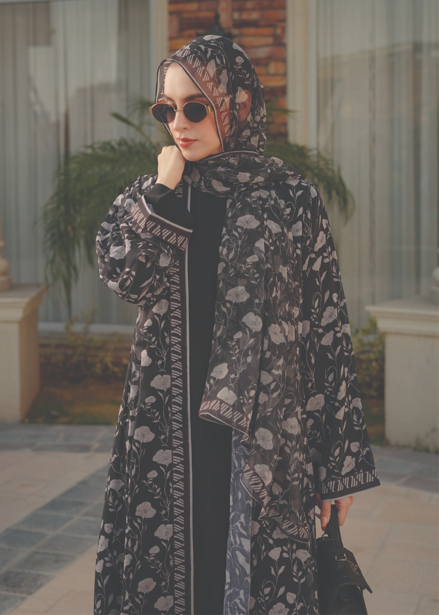 chiffon Abaya in Black