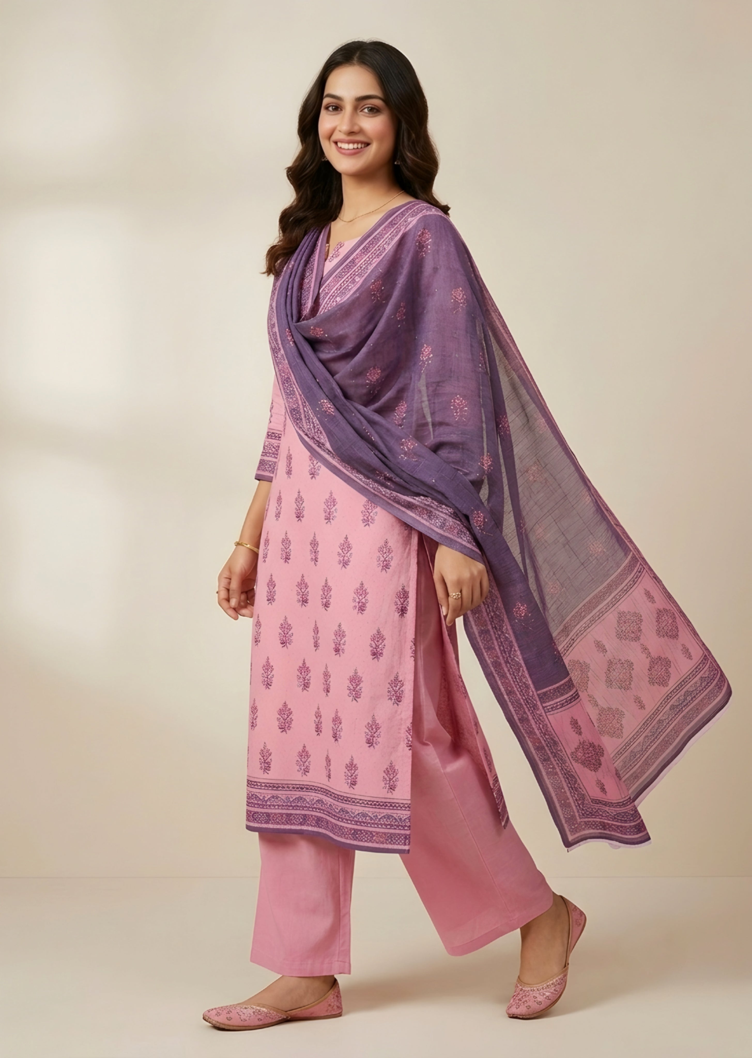lawn Unstitched in Blush pink