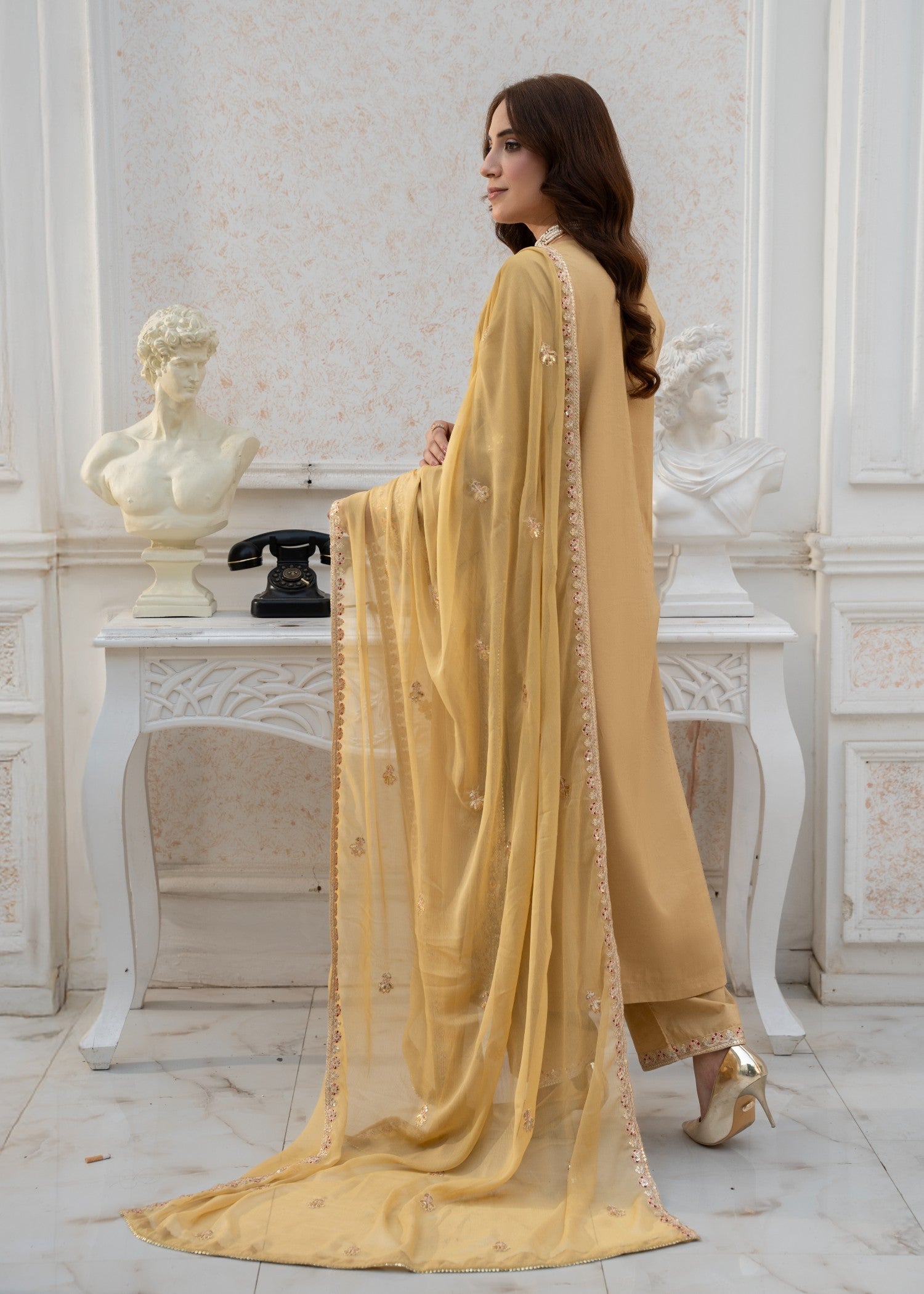 viscose Kurta Set in Gold