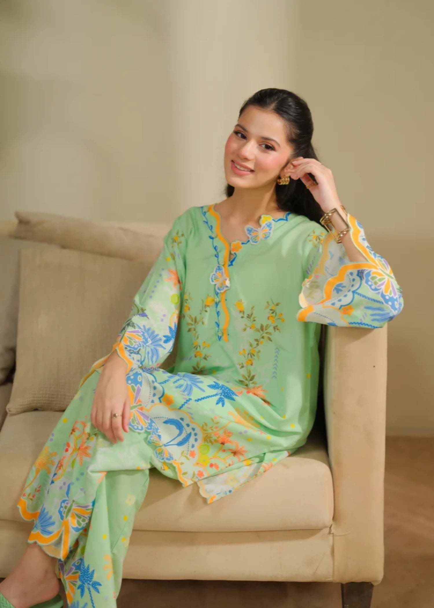 cambric Co Ord Sets in Pistachio green