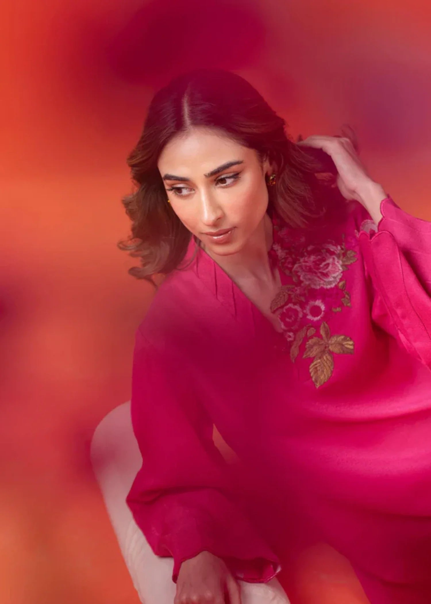 dobby Kurta Set in Bubblegum pink