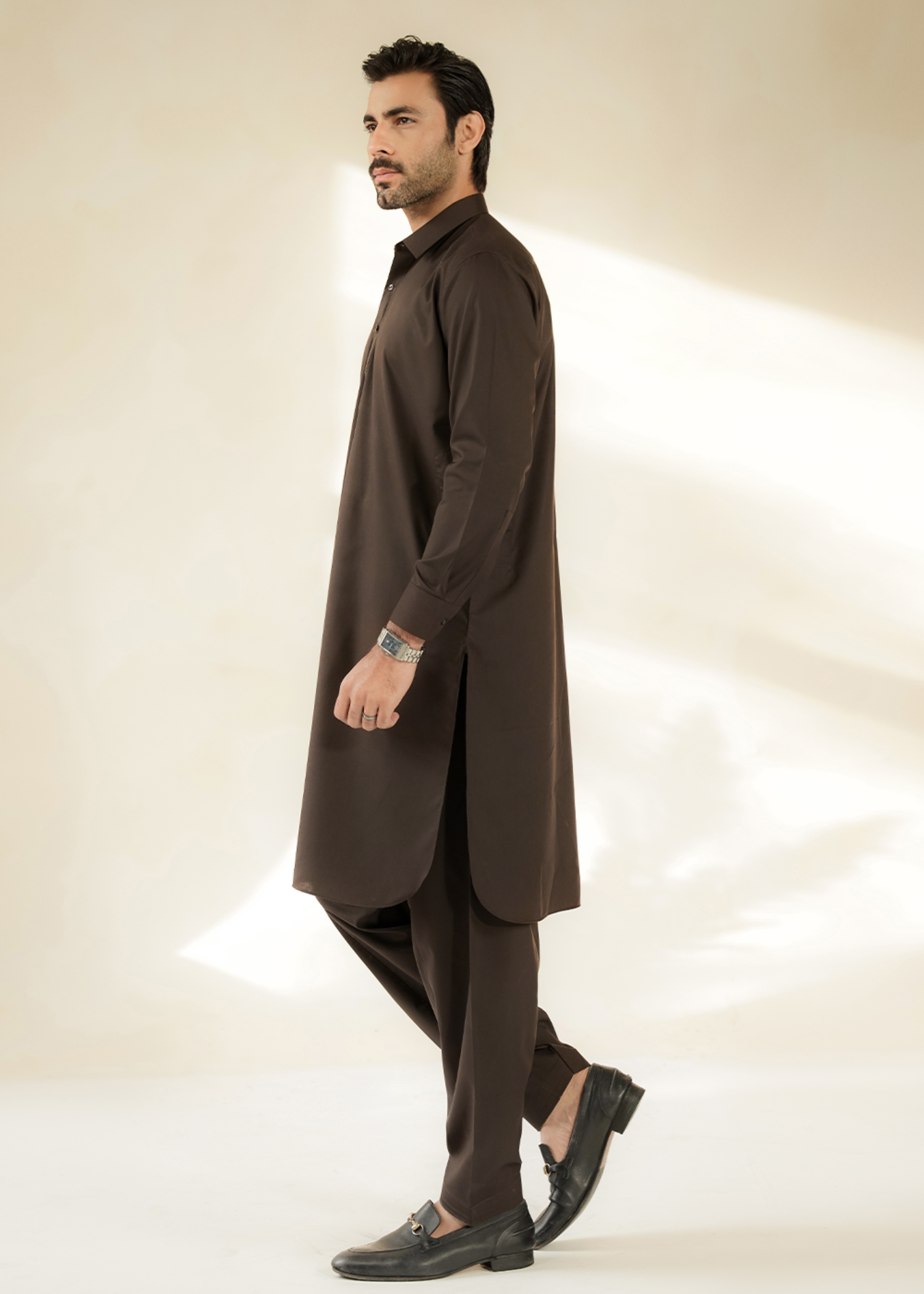 wash & wear Shalwar Kameez in Coffee brown