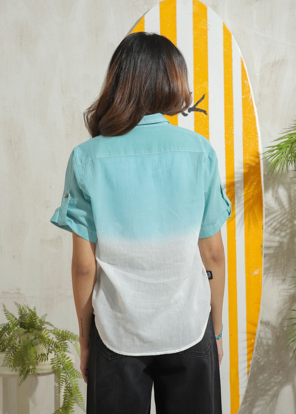 cotton Top in Teal, white