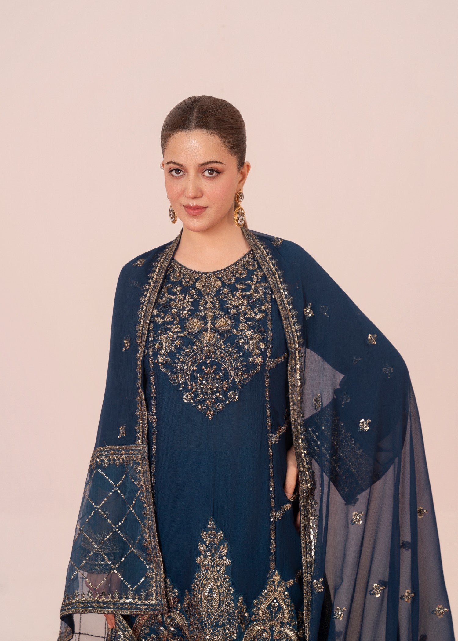 cotton silk banarasi Gharara in Sapphire blue