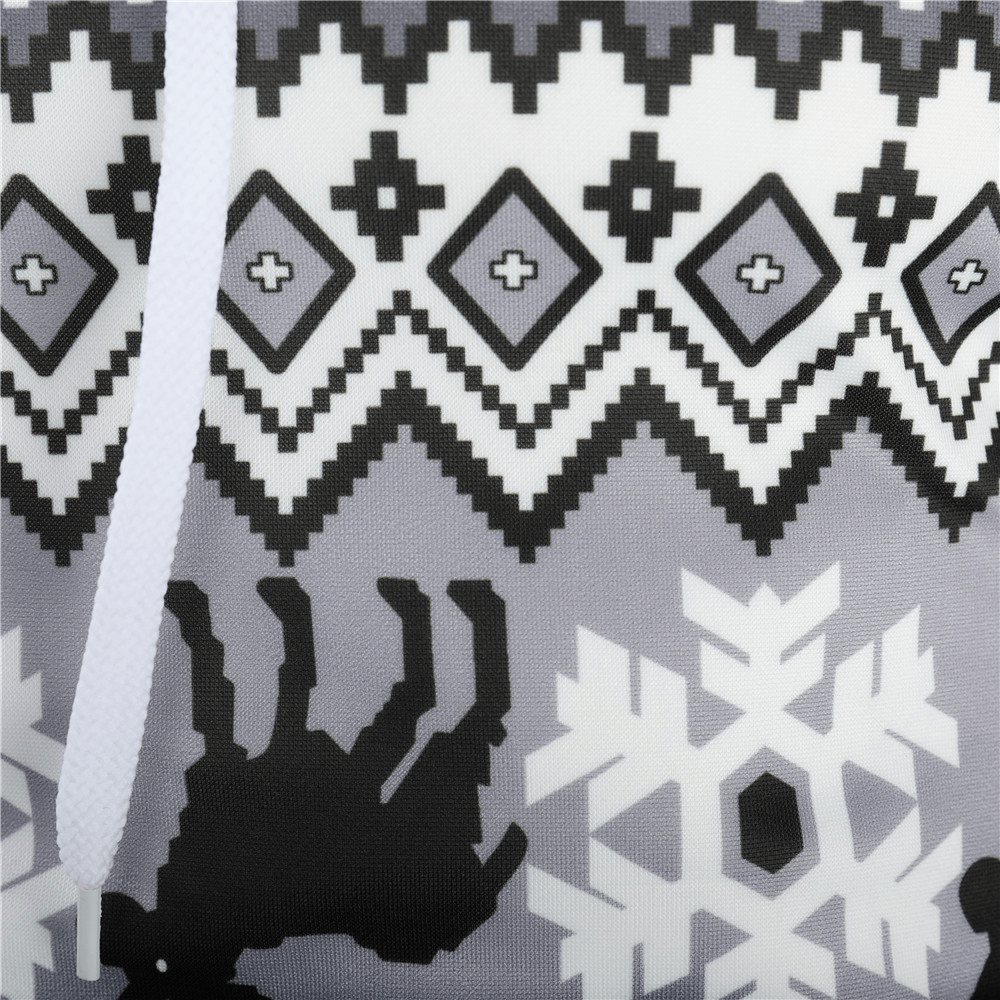 Christmas Elk Print Men'S Hooded Sweatshirt