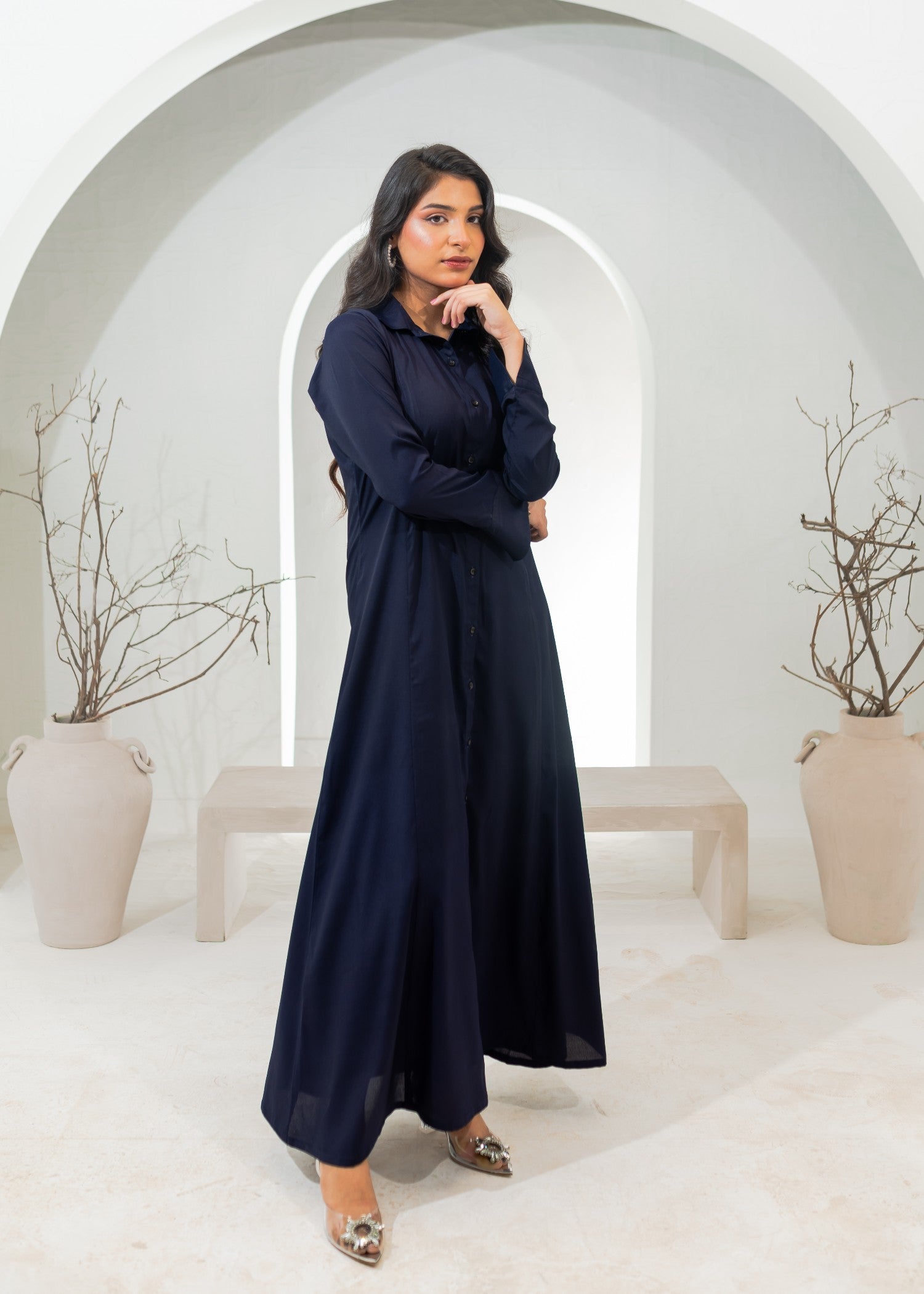 polyester crepe Dress in Navy blue