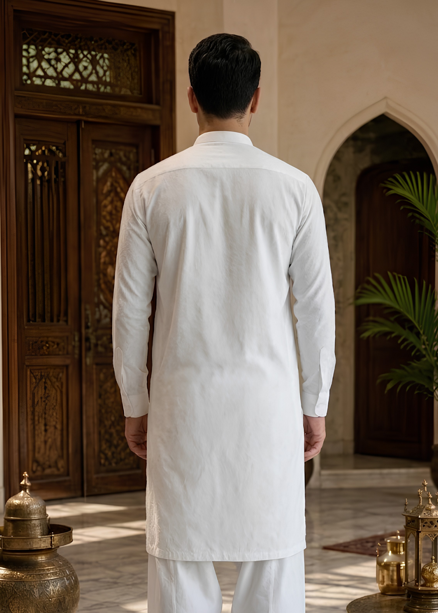 swiss lawn Kurta Set in White