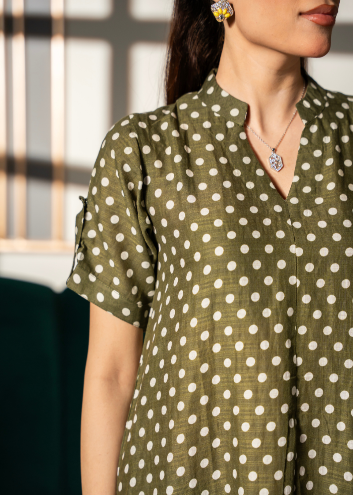 lawn Kaftan in Olive green