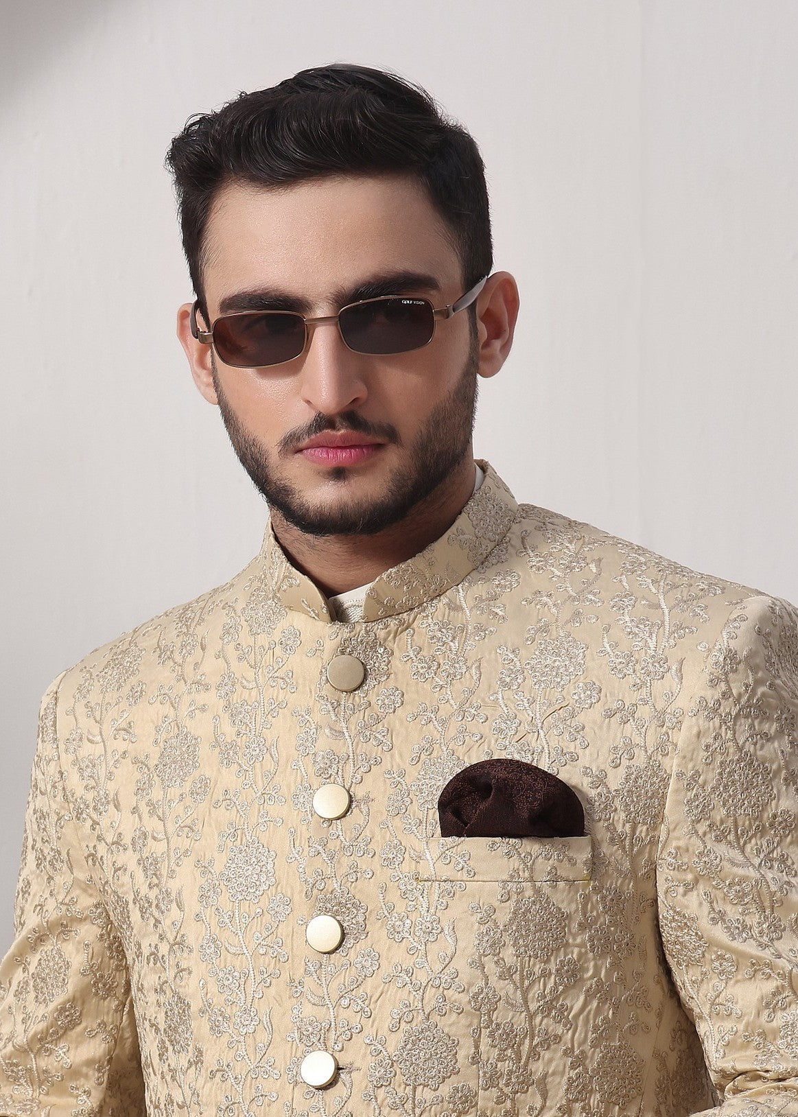 blended satin Prince Coat in Gold
