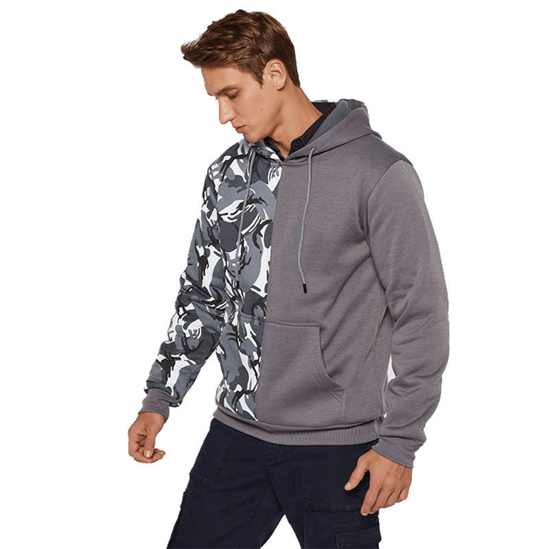 Camouflage Double-Blocking Color Street Sports Sweatshirt