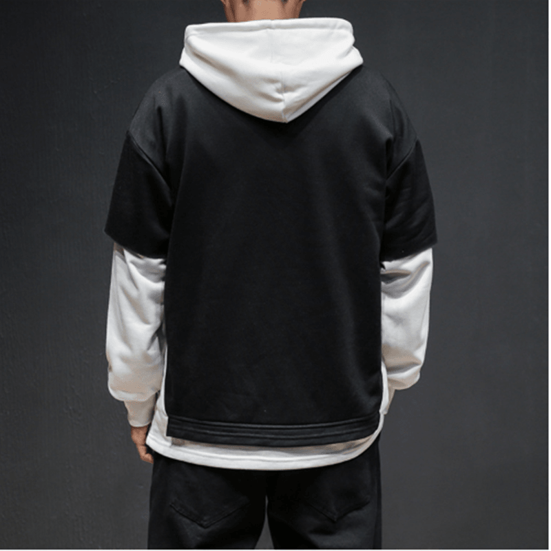 Men'S Sweater Japanese Retro Hip-Hop Fake Two-Piece Suit