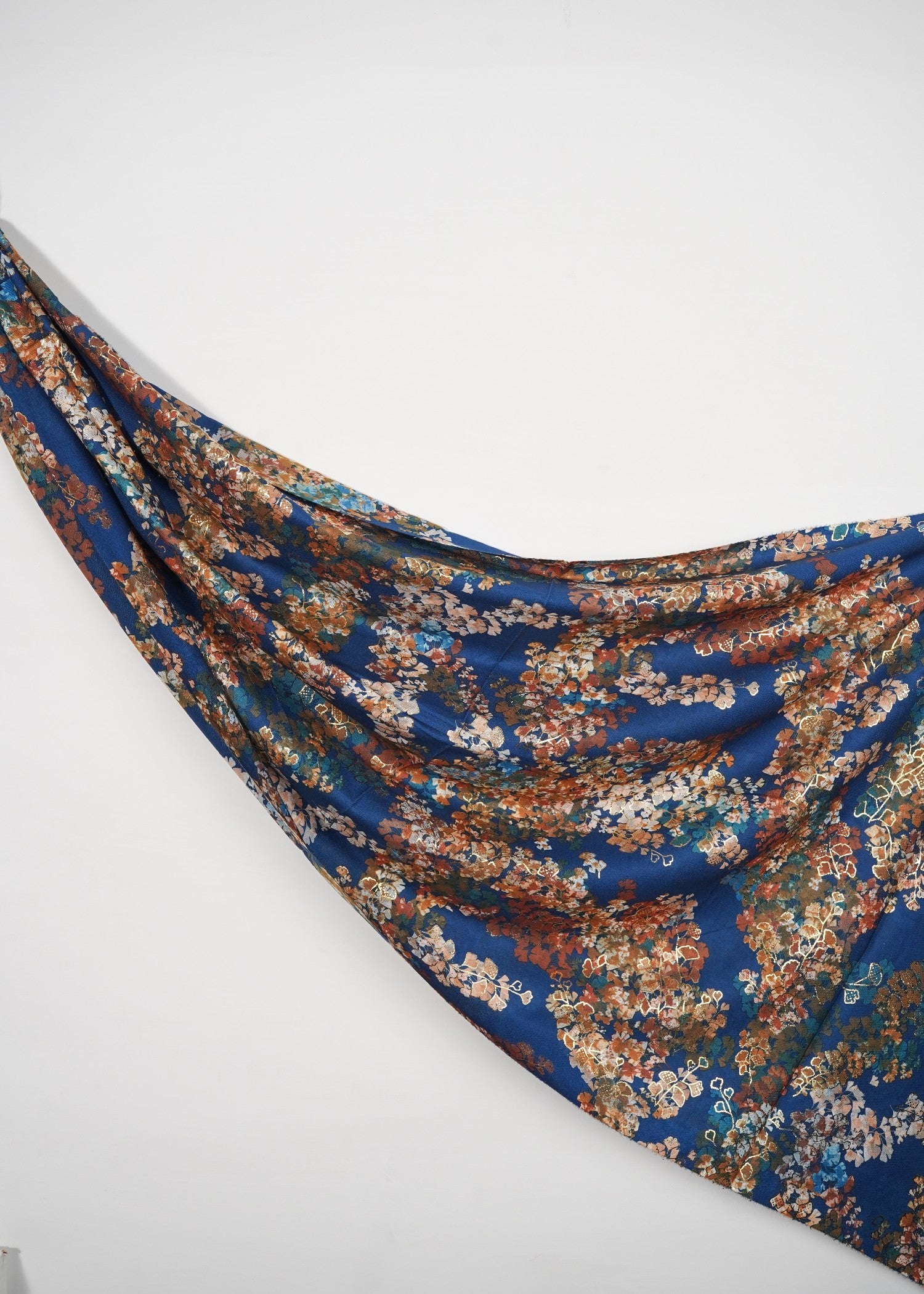 wool Hijab in Multi, sapphire blue