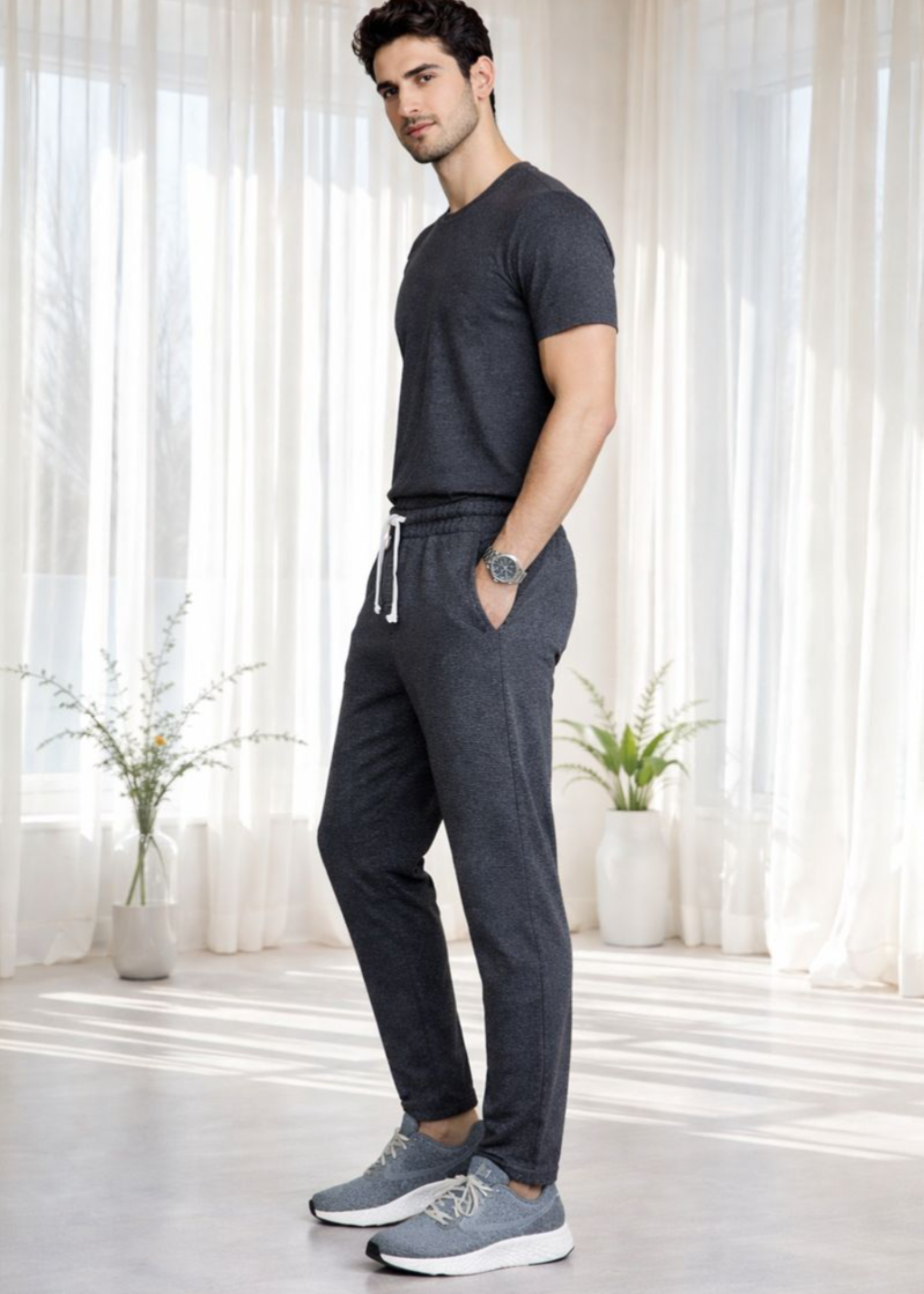 fleece Trousers in Charcoal