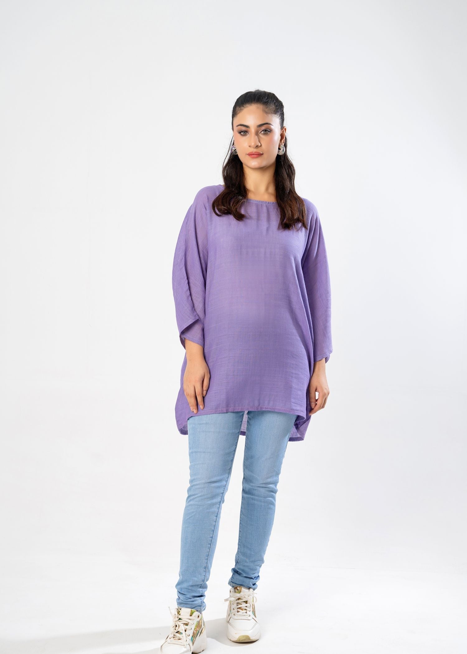 slub lawn Top in Purple ash