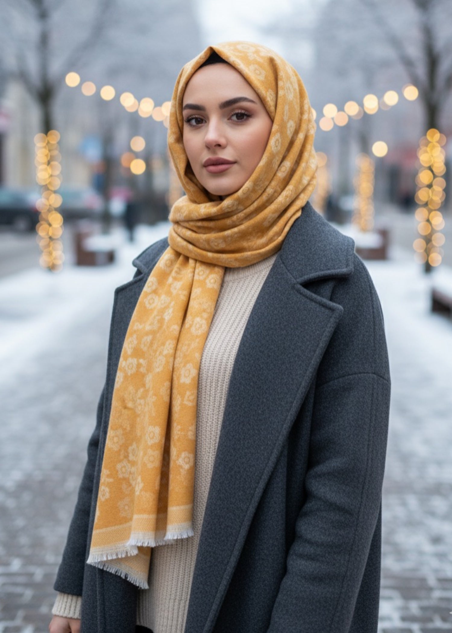 wool Hijab in Mustard