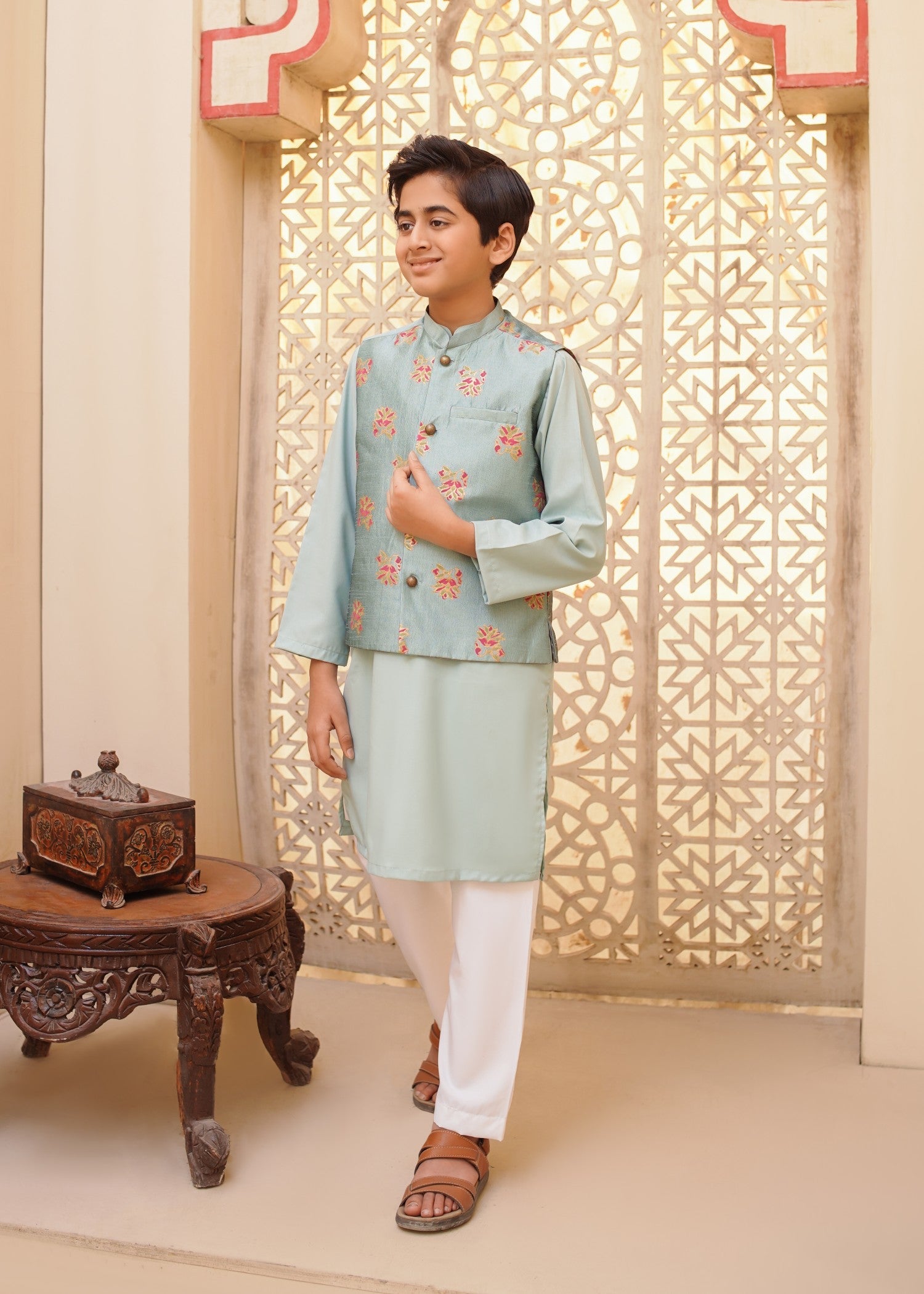 raw silk Waistcoat in Blue