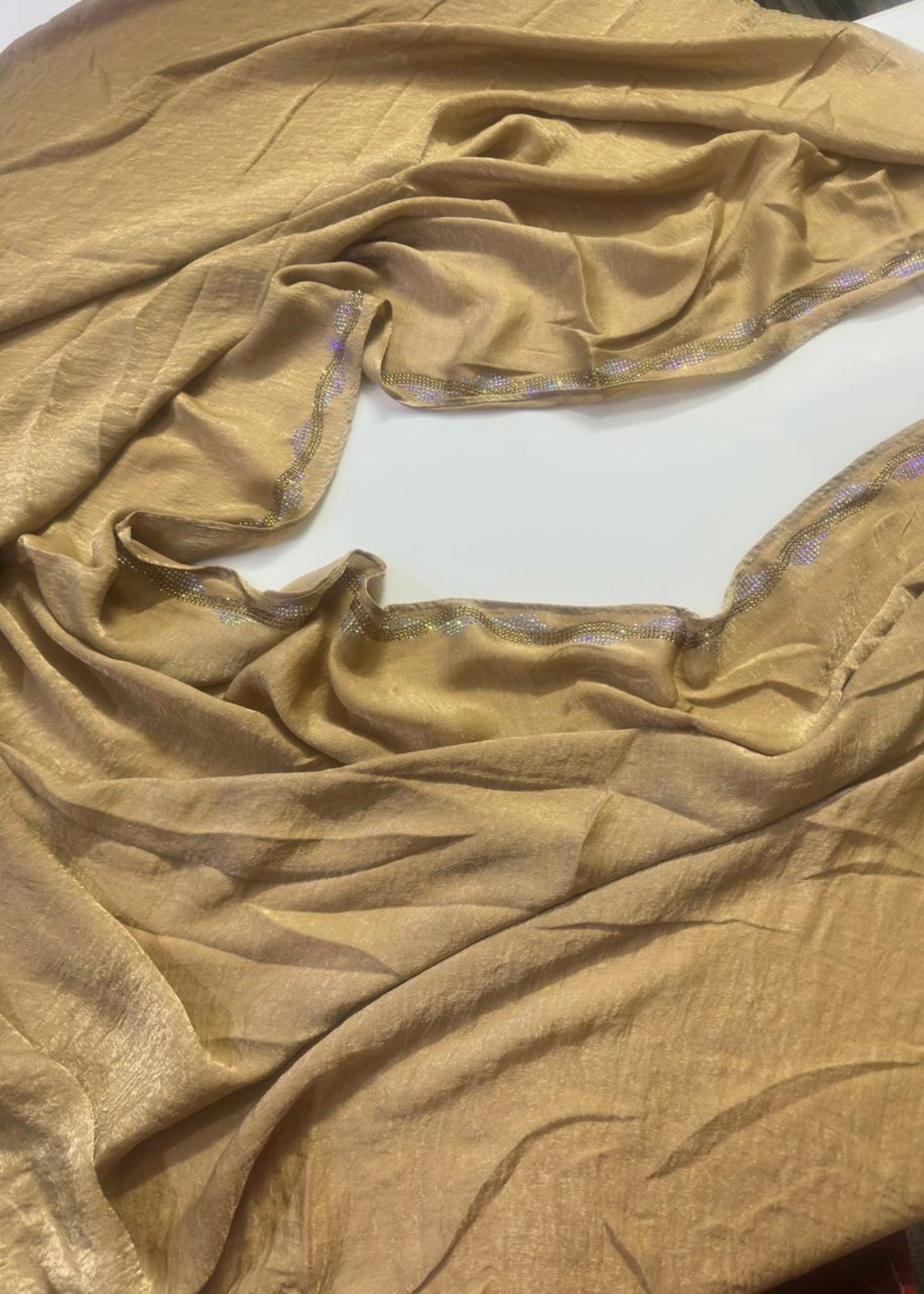crushed velvet Hijab in Gold
