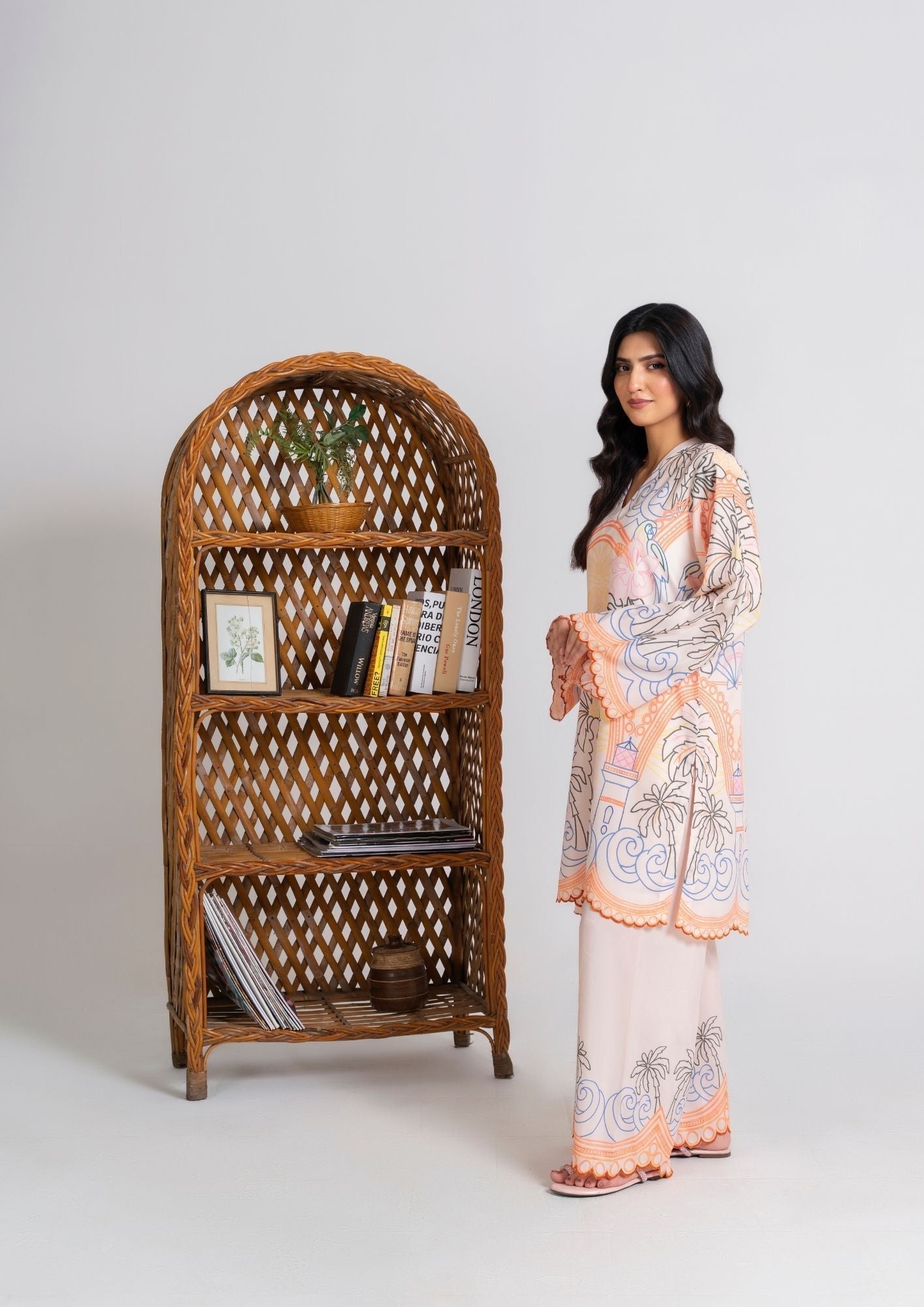 swiss cotton Kurta Set in Beige